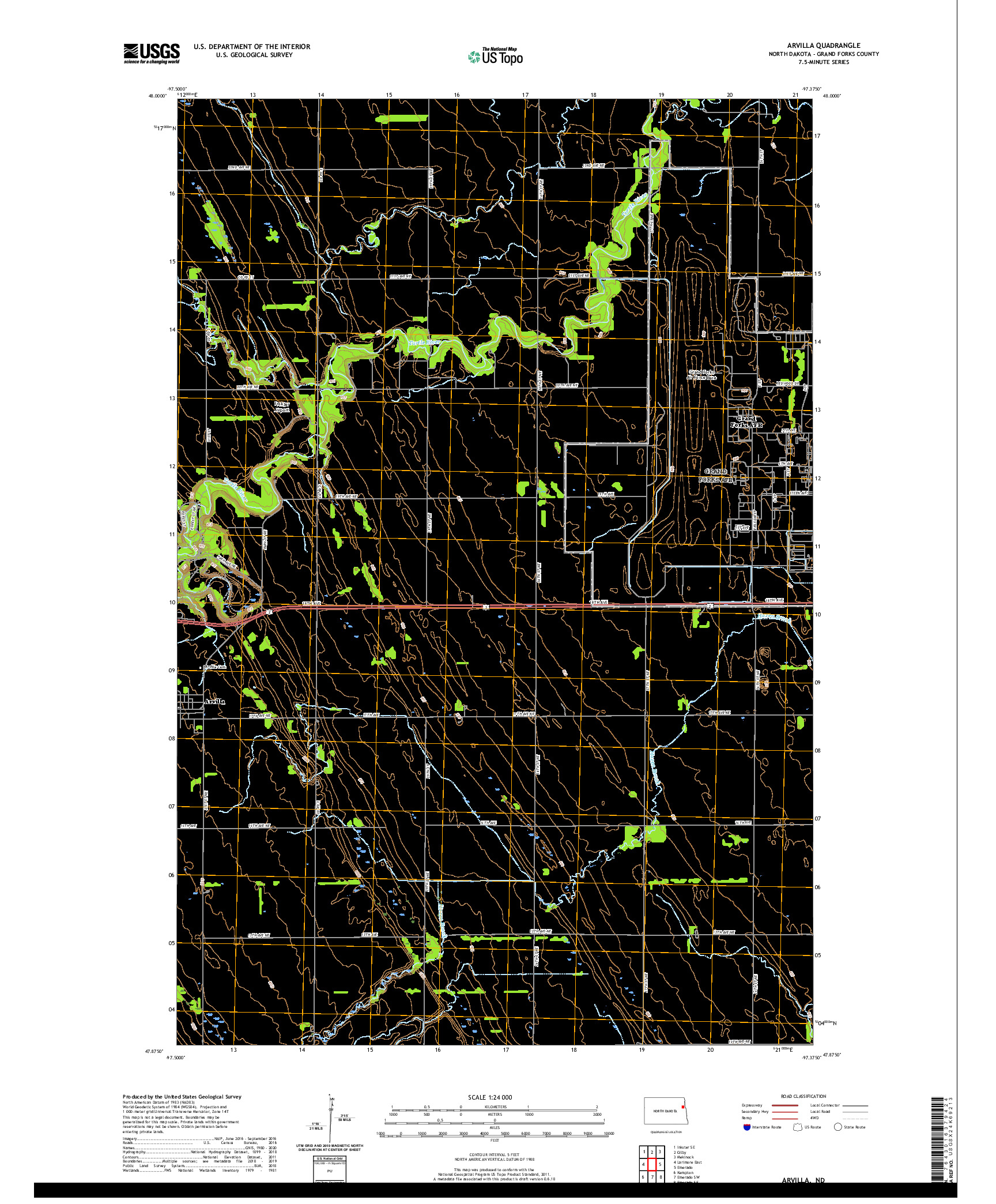 USGS US TOPO 7.5-MINUTE MAP FOR ARVILLA, ND 2020