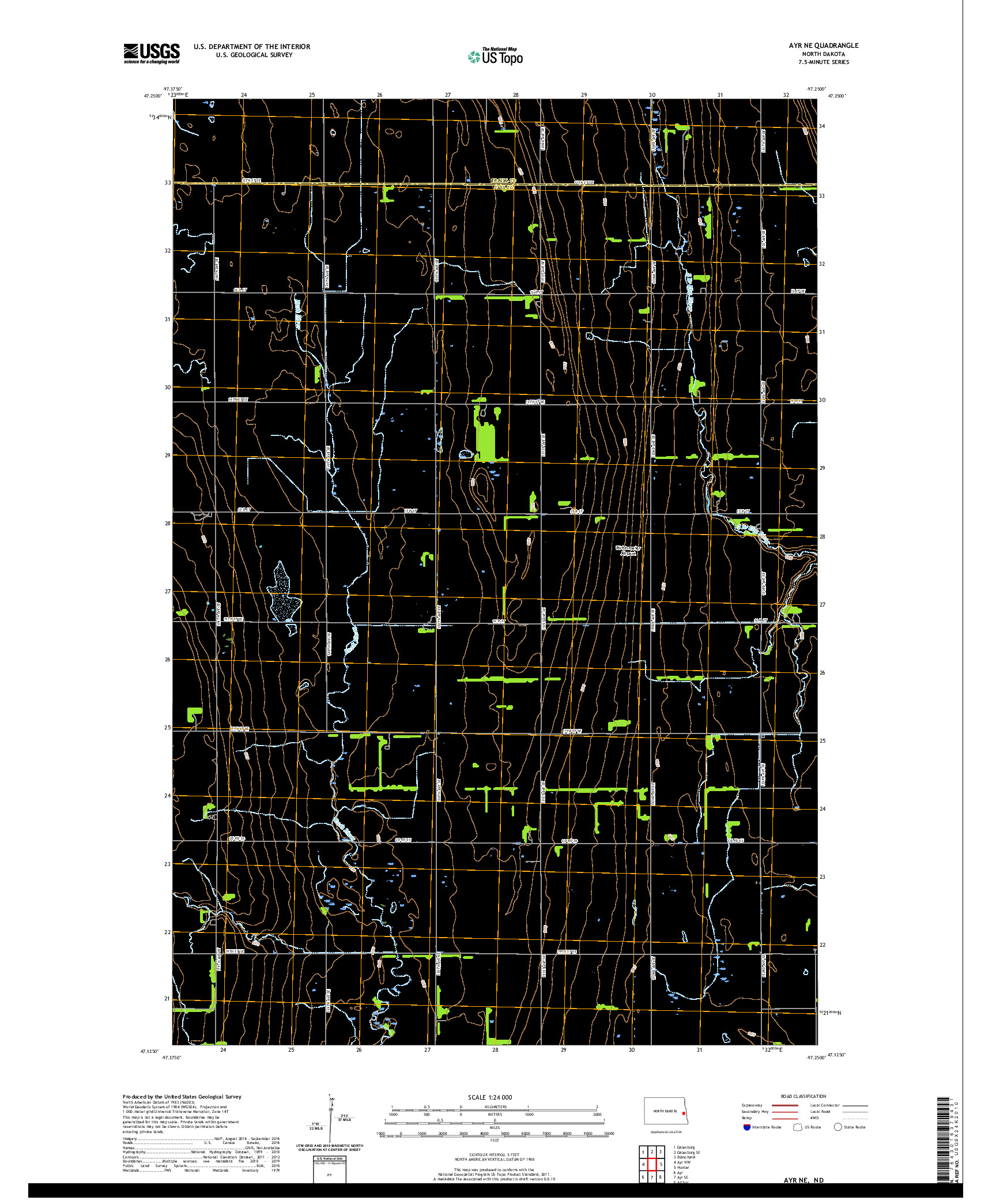 USGS US TOPO 7.5-MINUTE MAP FOR AYR NE, ND 2020