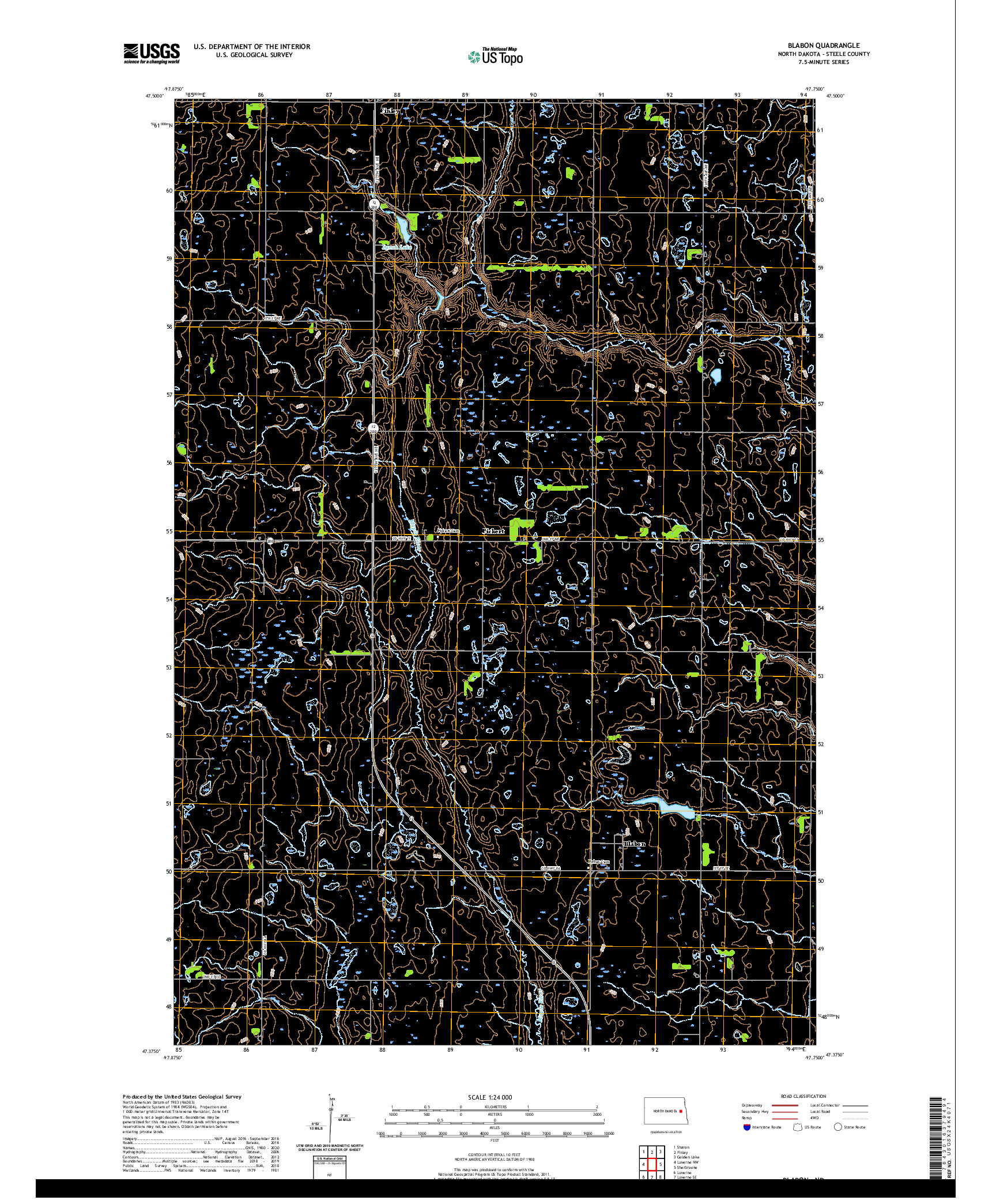 USGS US TOPO 7.5-MINUTE MAP FOR BLABON, ND 2020