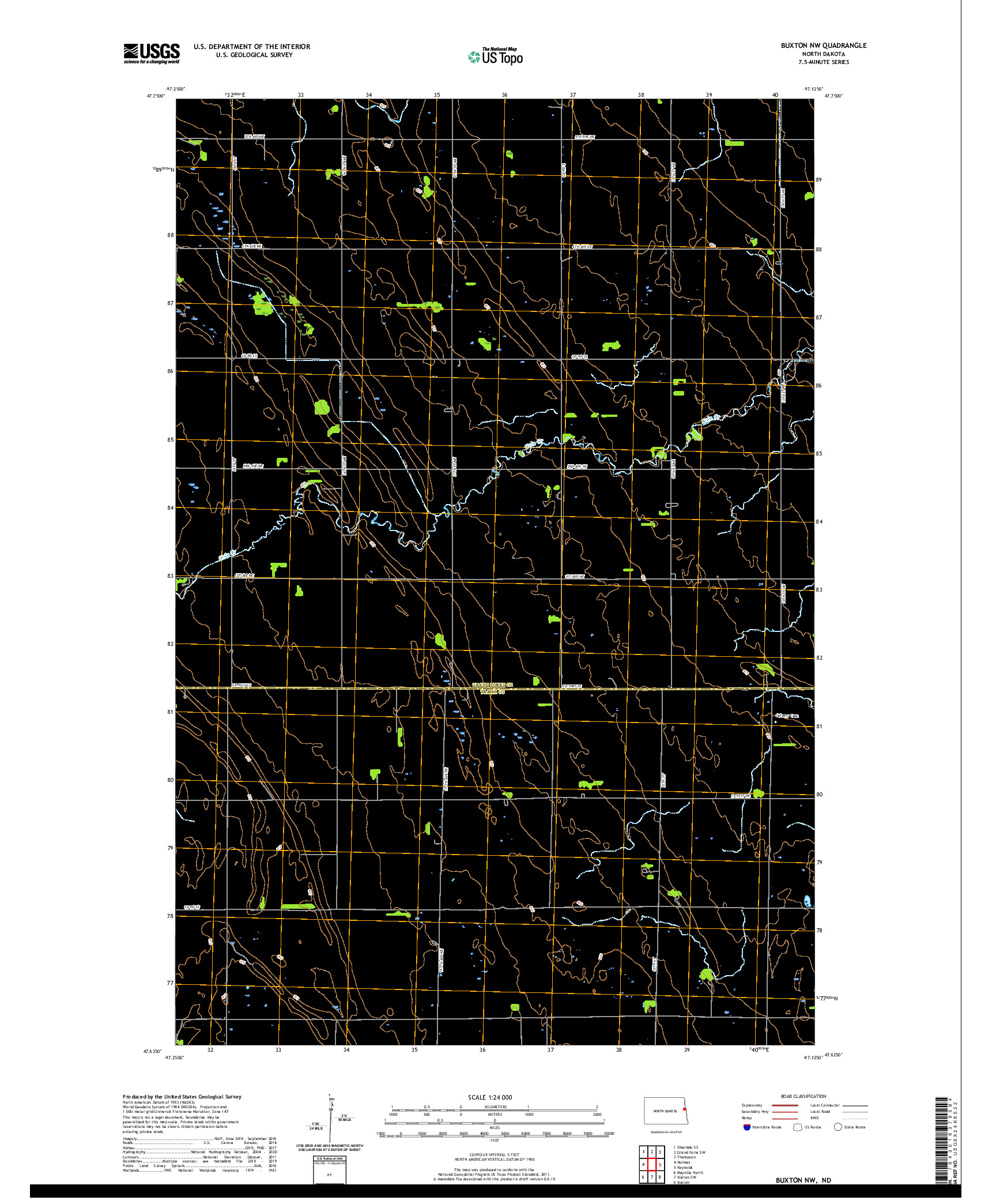 USGS US TOPO 7.5-MINUTE MAP FOR BUXTON NW, ND 2020