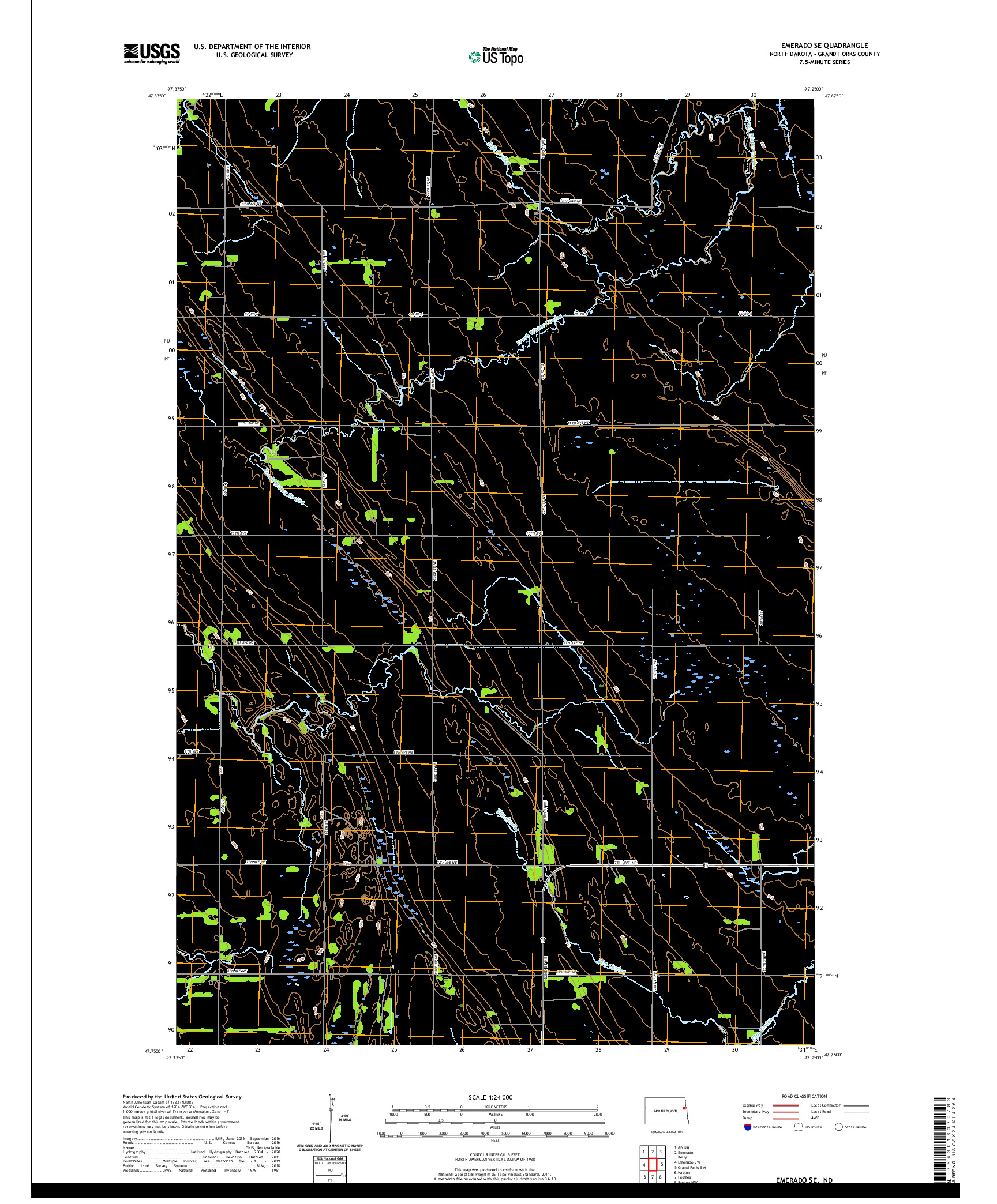 USGS US TOPO 7.5-MINUTE MAP FOR EMERADO SE, ND 2020