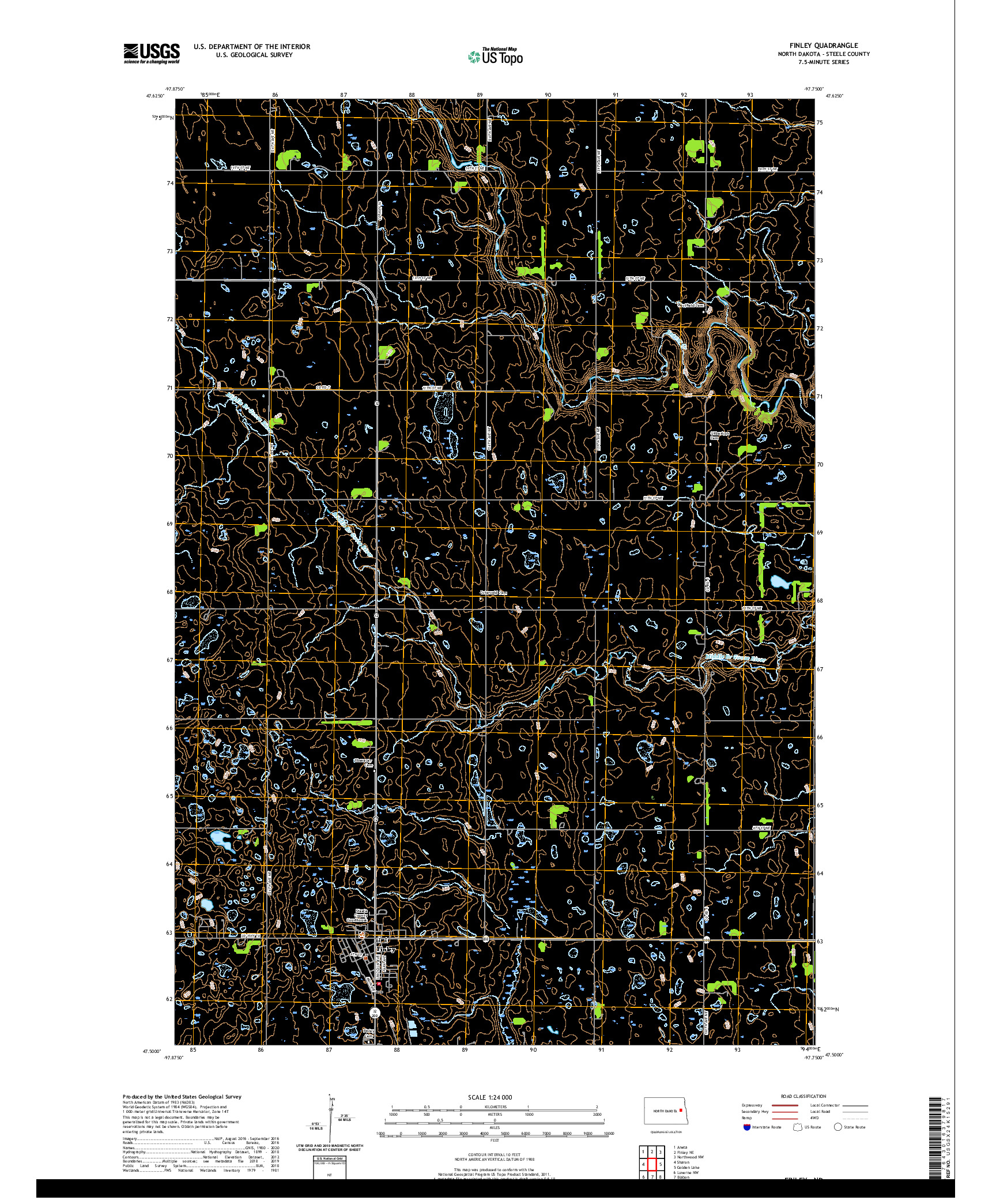 USGS US TOPO 7.5-MINUTE MAP FOR FINLEY, ND 2020