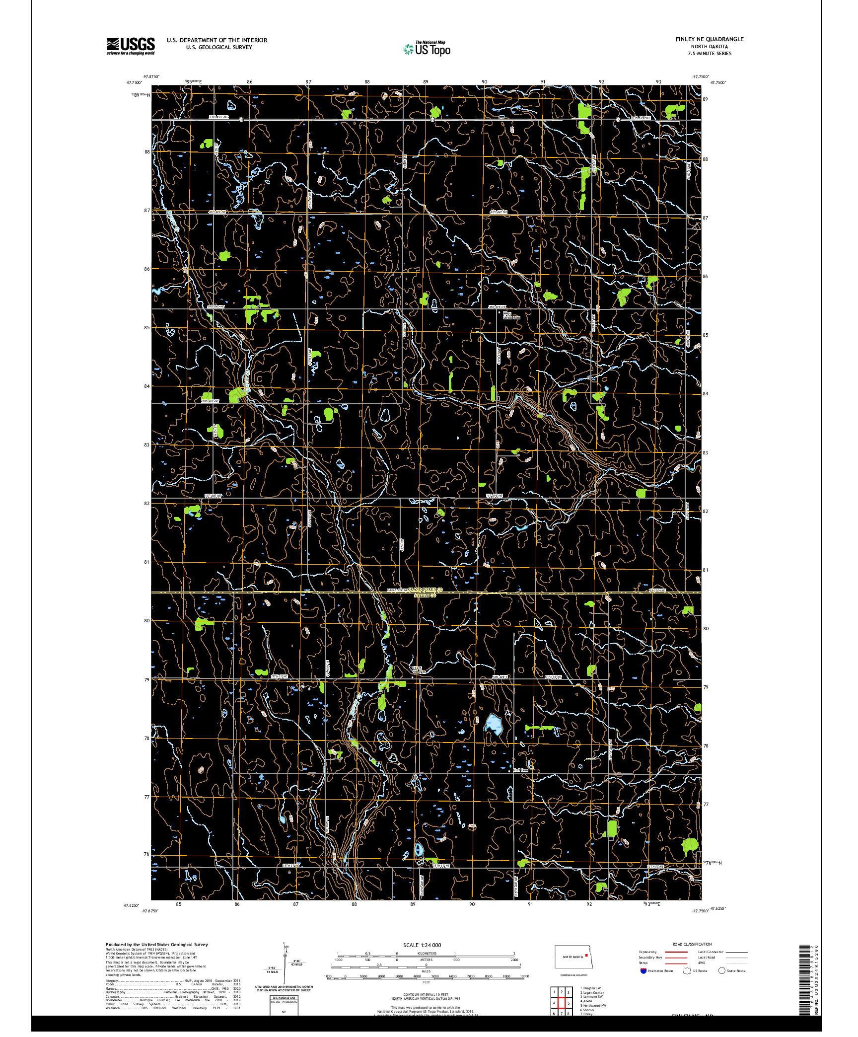 USGS US TOPO 7.5-MINUTE MAP FOR FINLEY NE, ND 2020