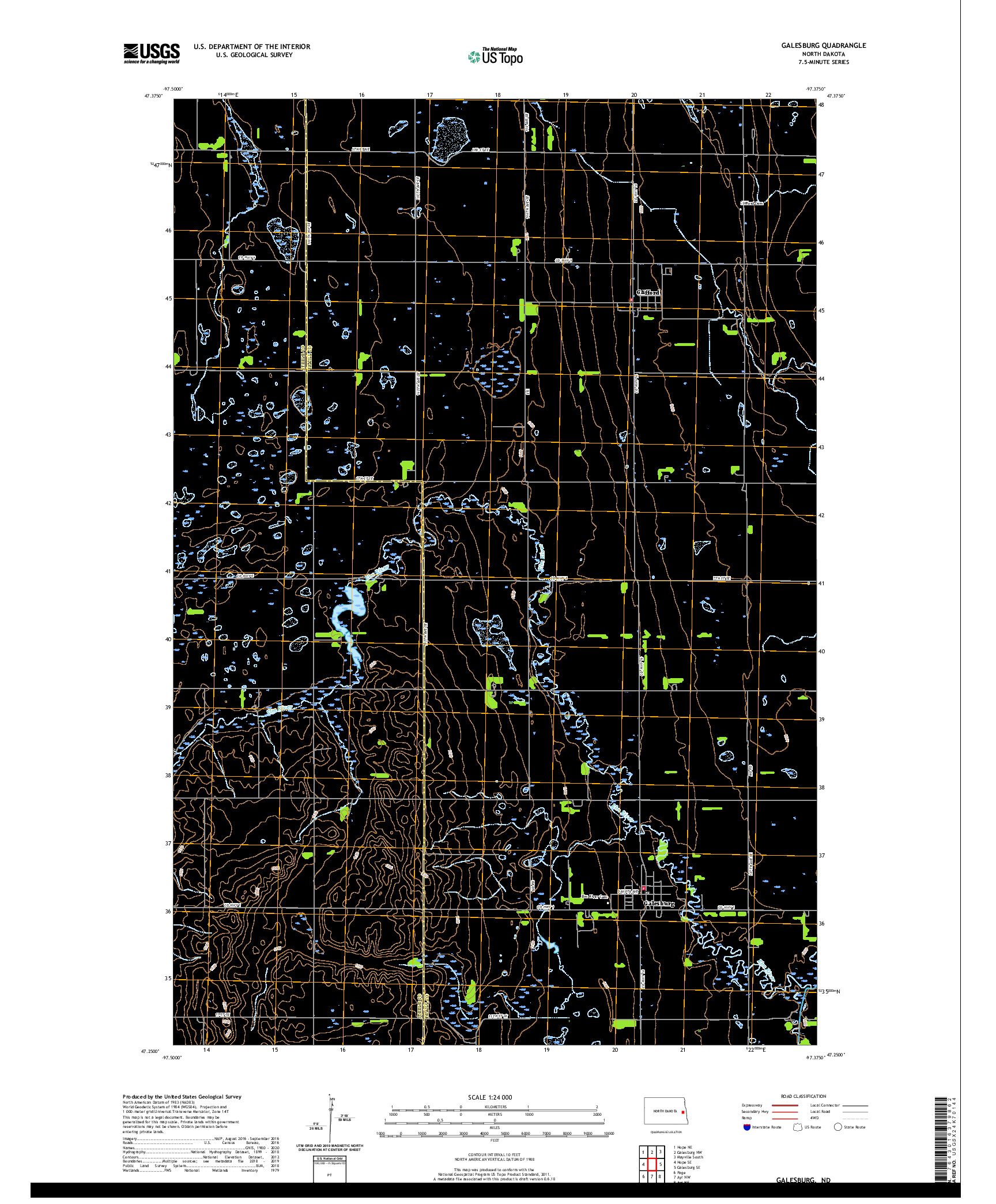 USGS US TOPO 7.5-MINUTE MAP FOR GALESBURG, ND 2020