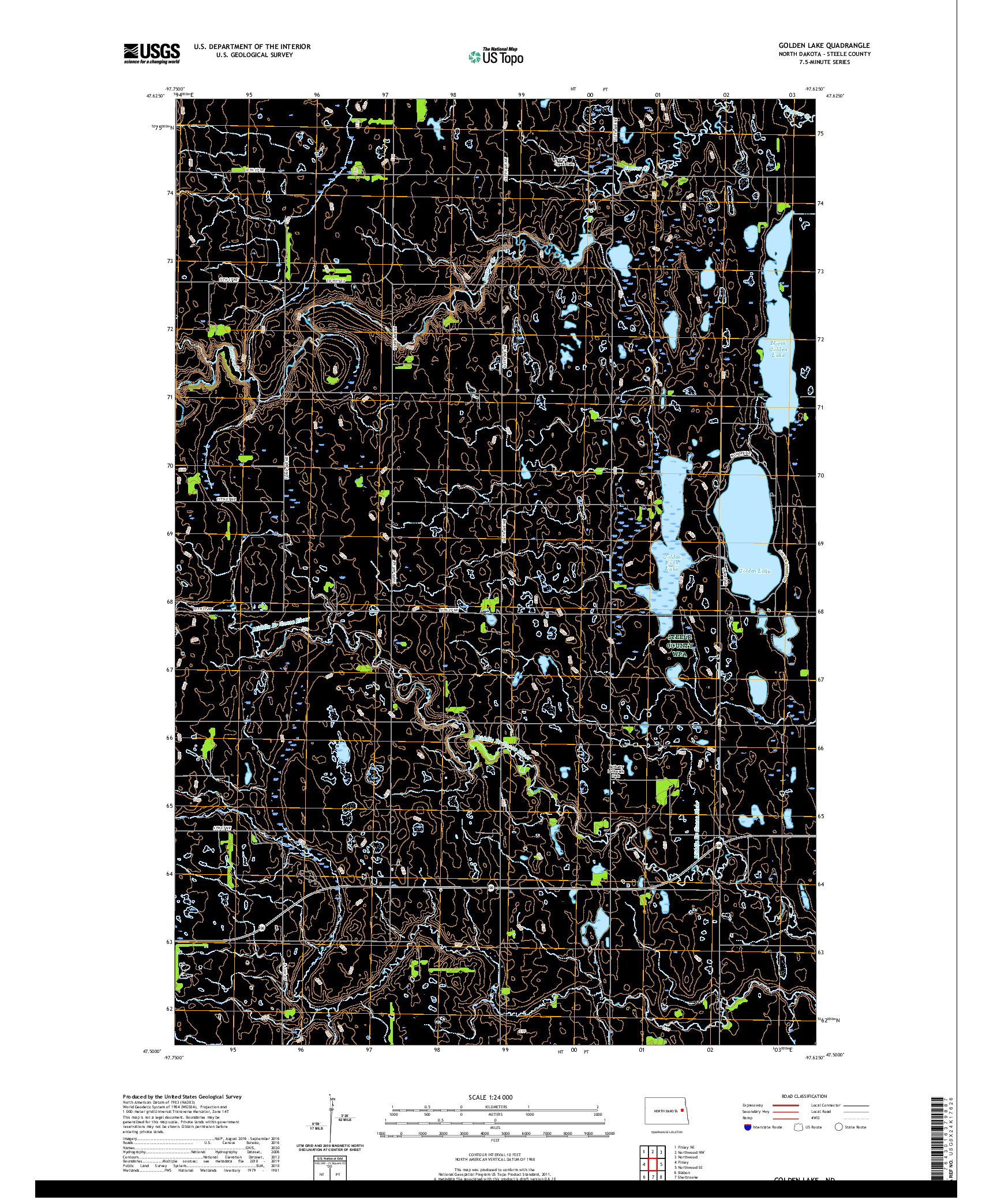 USGS US TOPO 7.5-MINUTE MAP FOR GOLDEN LAKE, ND 2020