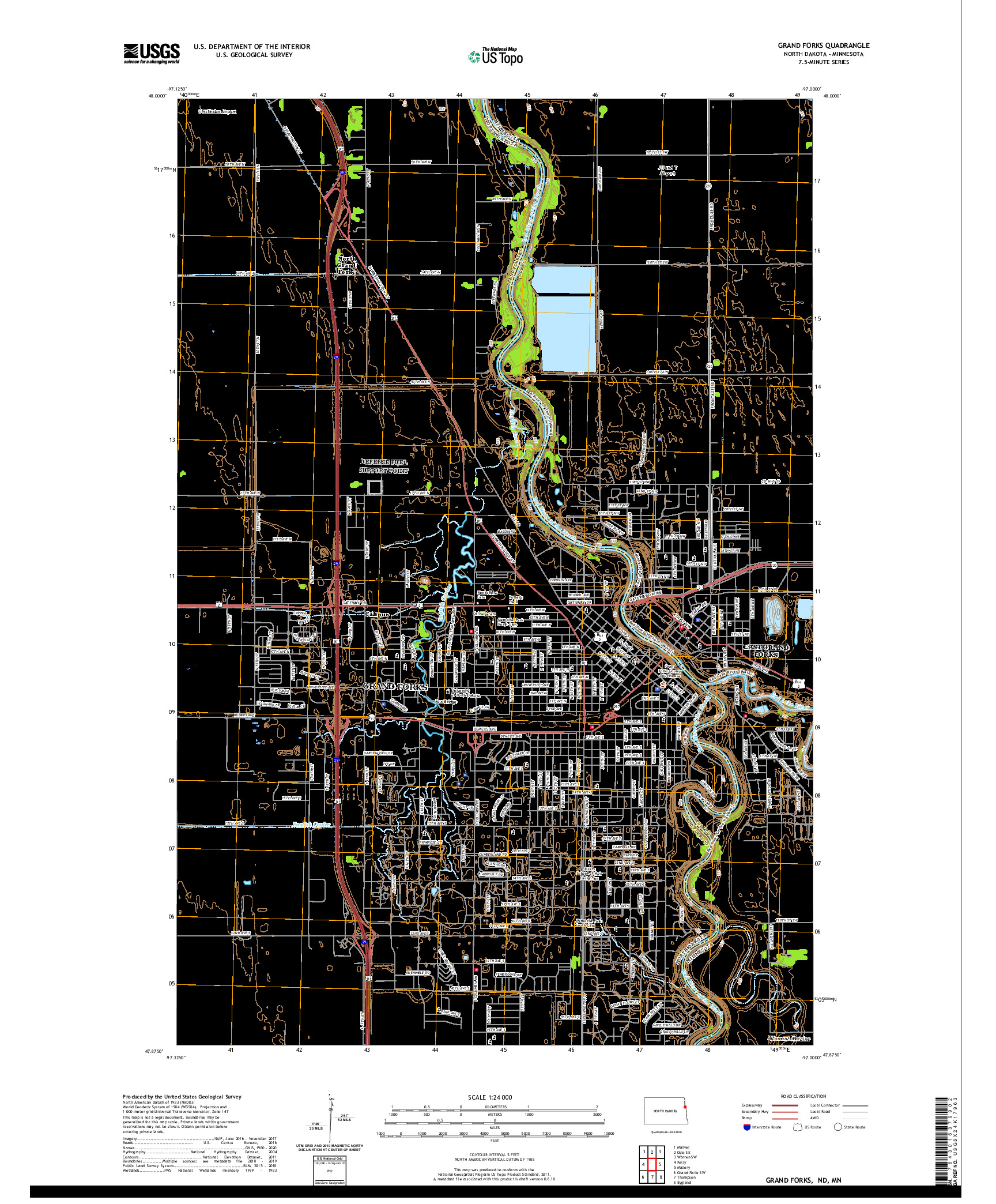 USGS US TOPO 7.5-MINUTE MAP FOR GRAND FORKS, ND,MN 2020