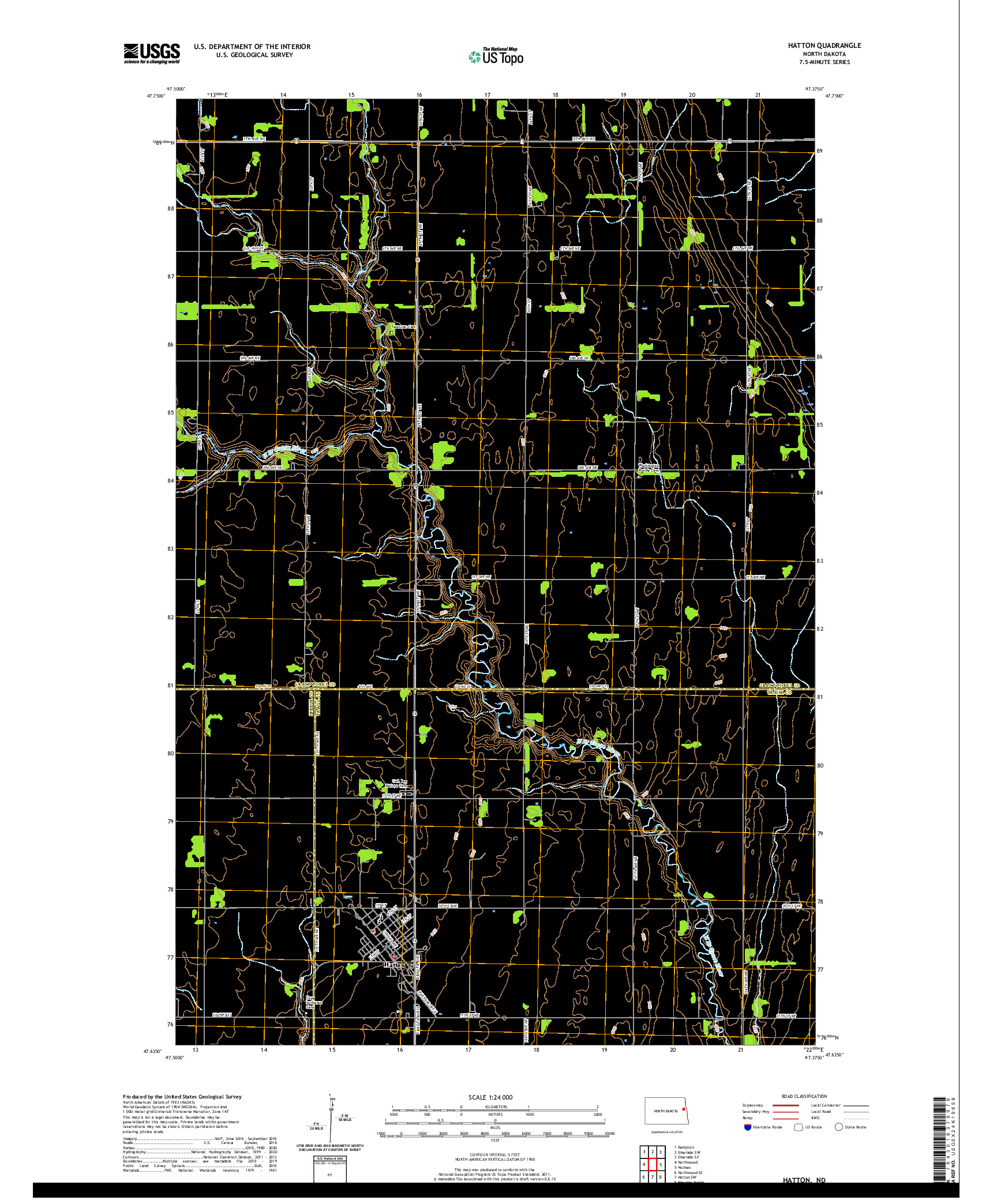 USGS US TOPO 7.5-MINUTE MAP FOR HATTON, ND 2020