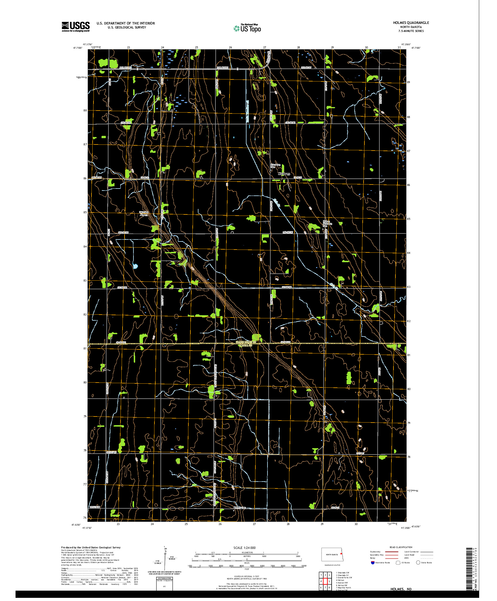 USGS US TOPO 7.5-MINUTE MAP FOR HOLMES, ND 2020