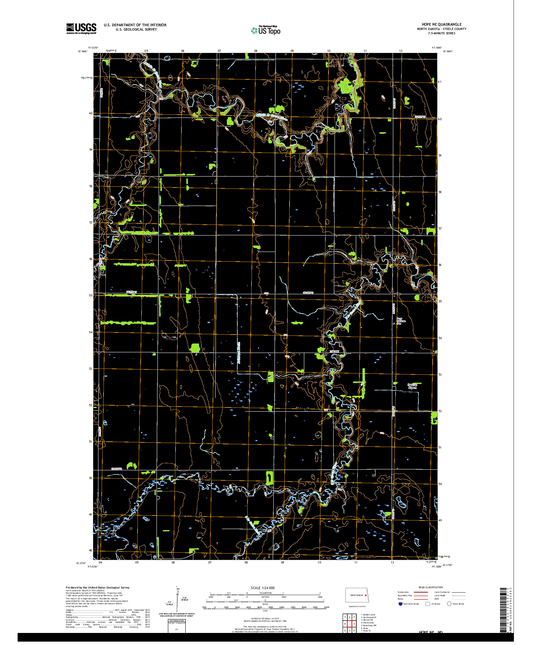 USGS US TOPO 7.5-MINUTE MAP FOR HOPE NE, ND 2020