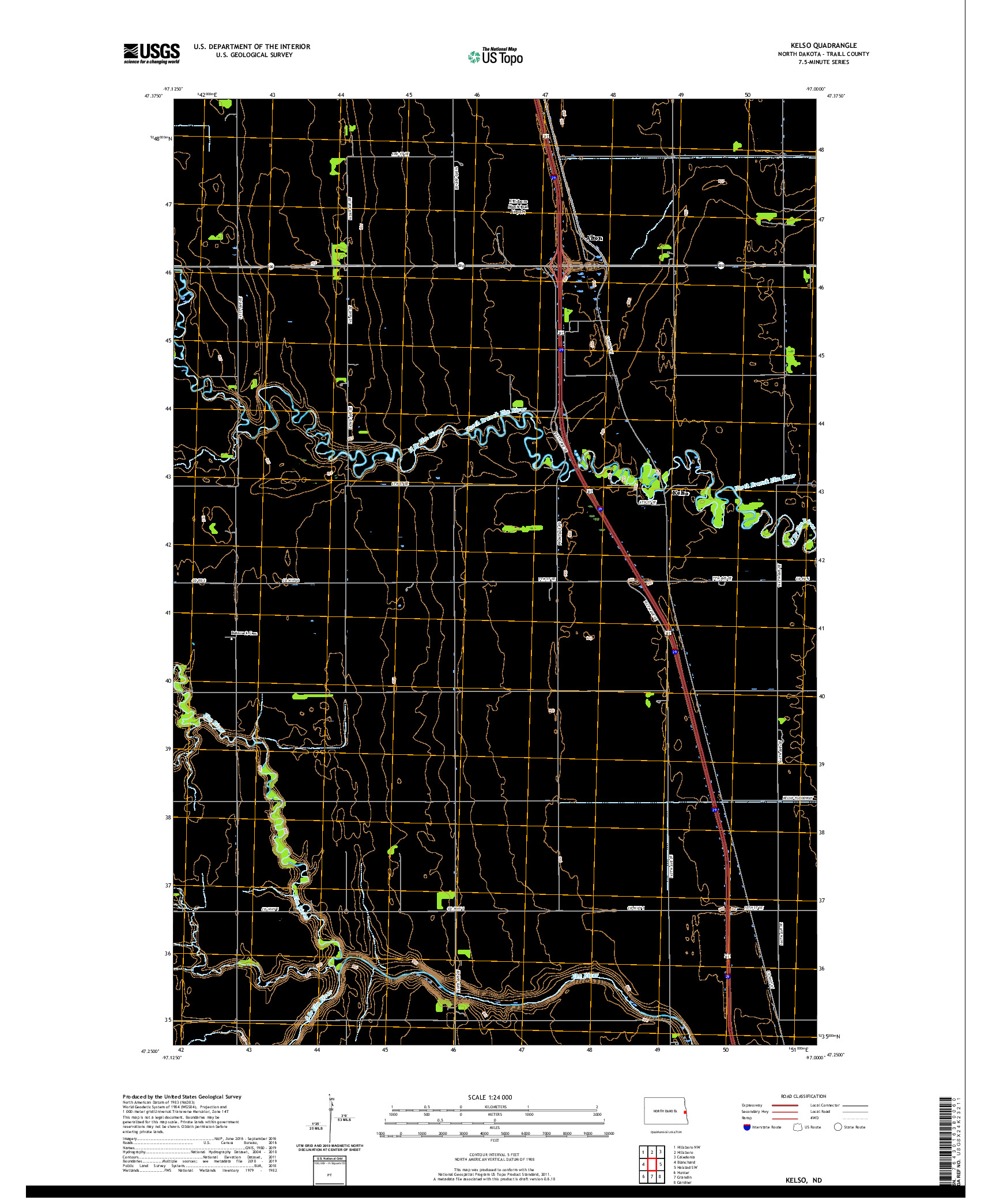 USGS US TOPO 7.5-MINUTE MAP FOR KELSO, ND 2020