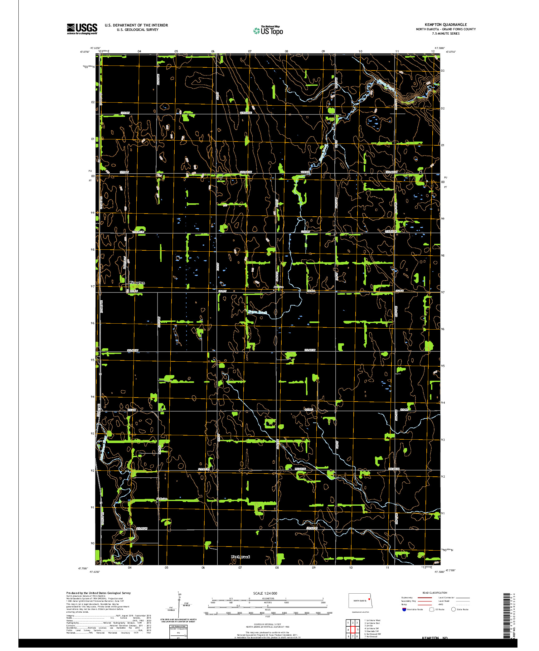 USGS US TOPO 7.5-MINUTE MAP FOR KEMPTON, ND 2020