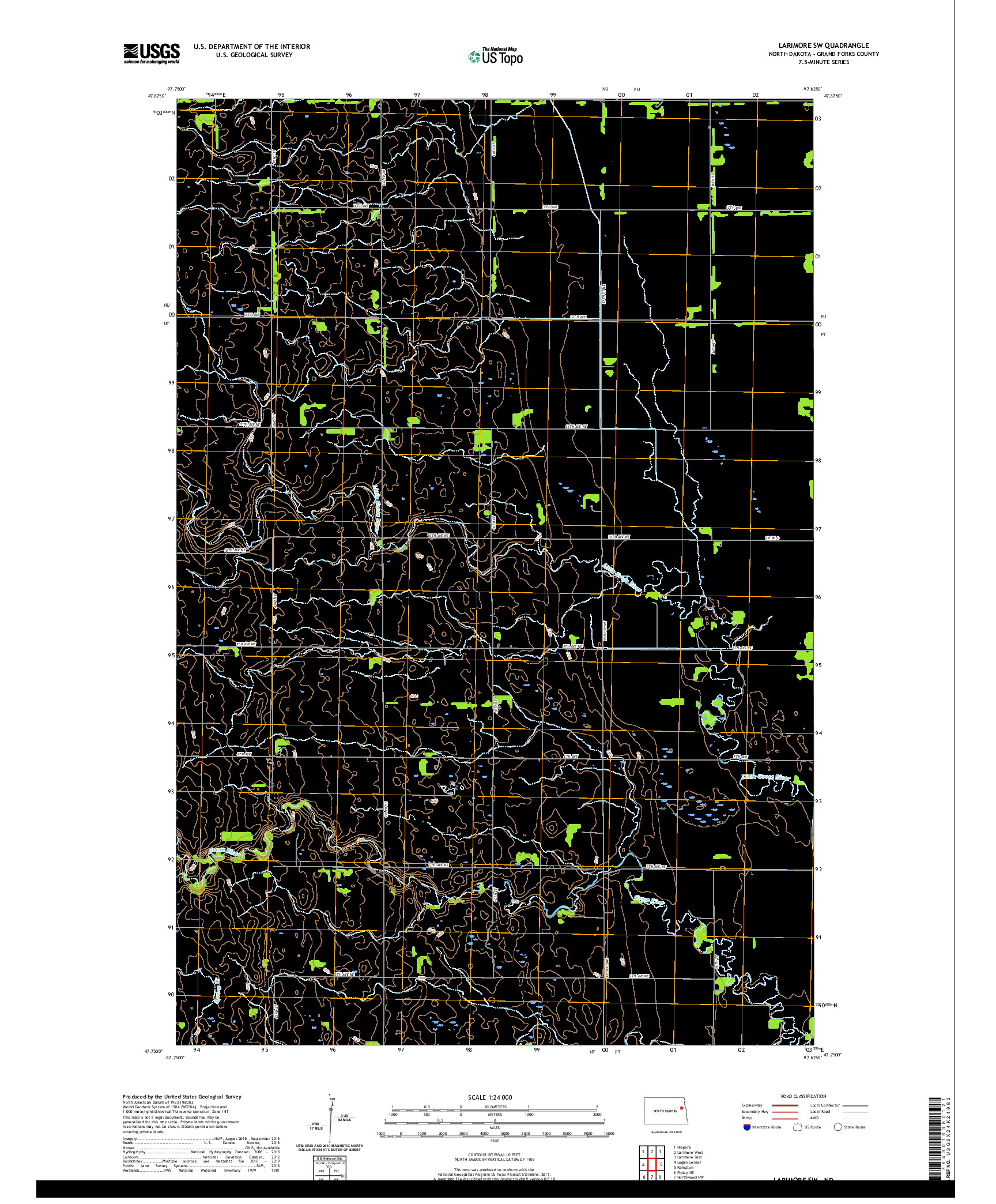 USGS US TOPO 7.5-MINUTE MAP FOR LARIMORE SW, ND 2020