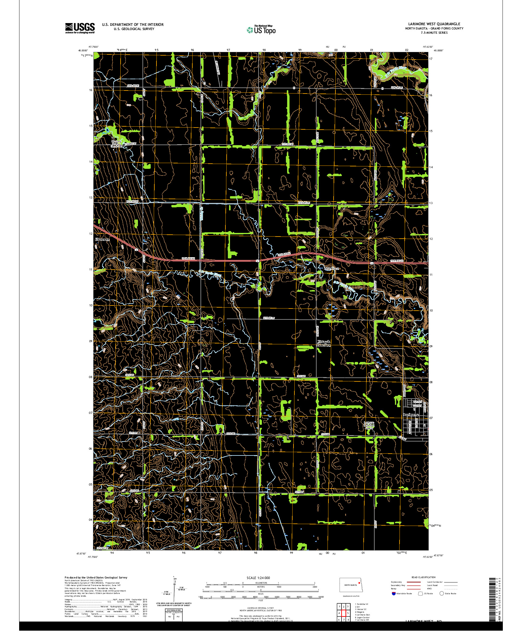 USGS US TOPO 7.5-MINUTE MAP FOR LARIMORE WEST, ND 2020