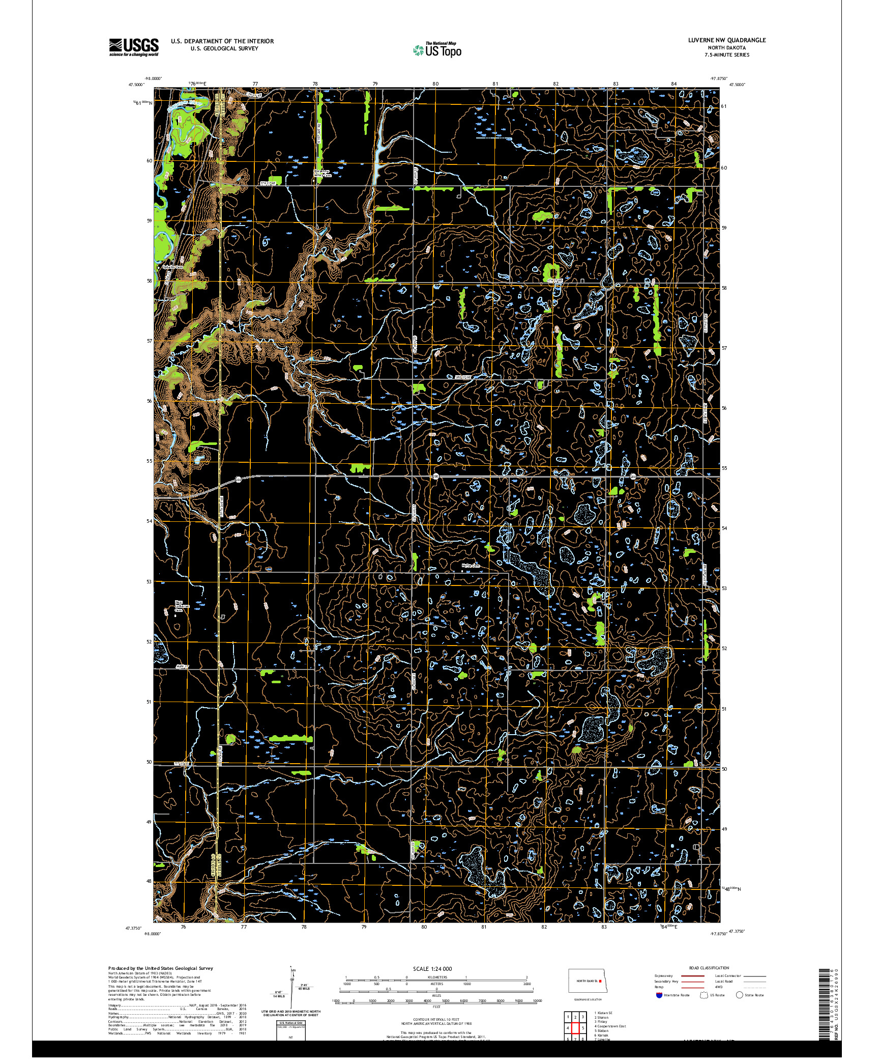 USGS US TOPO 7.5-MINUTE MAP FOR LUVERNE NW, ND 2020