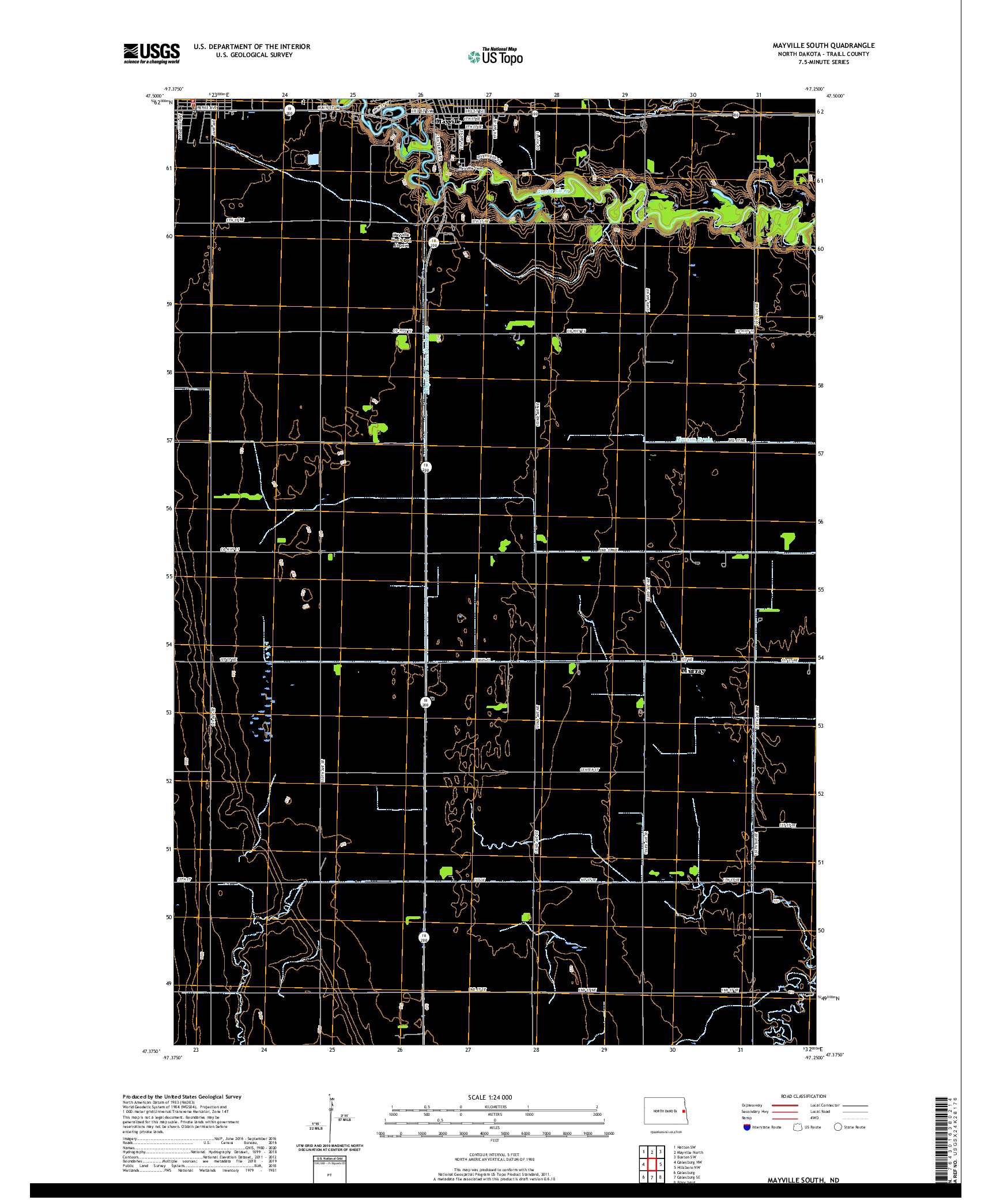 USGS US TOPO 7.5-MINUTE MAP FOR MAYVILLE SOUTH, ND 2020