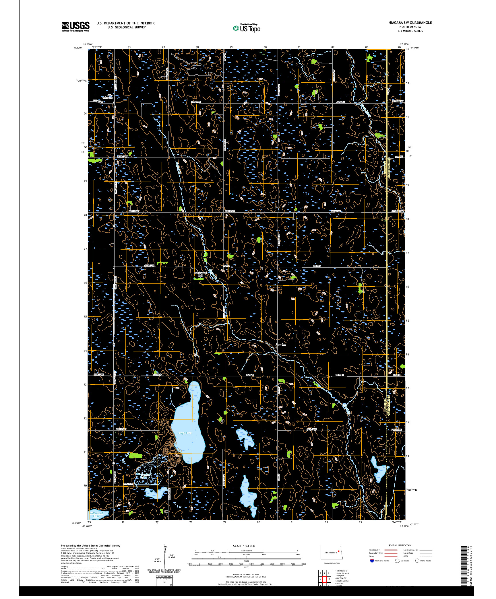 USGS US TOPO 7.5-MINUTE MAP FOR NIAGARA SW, ND 2020