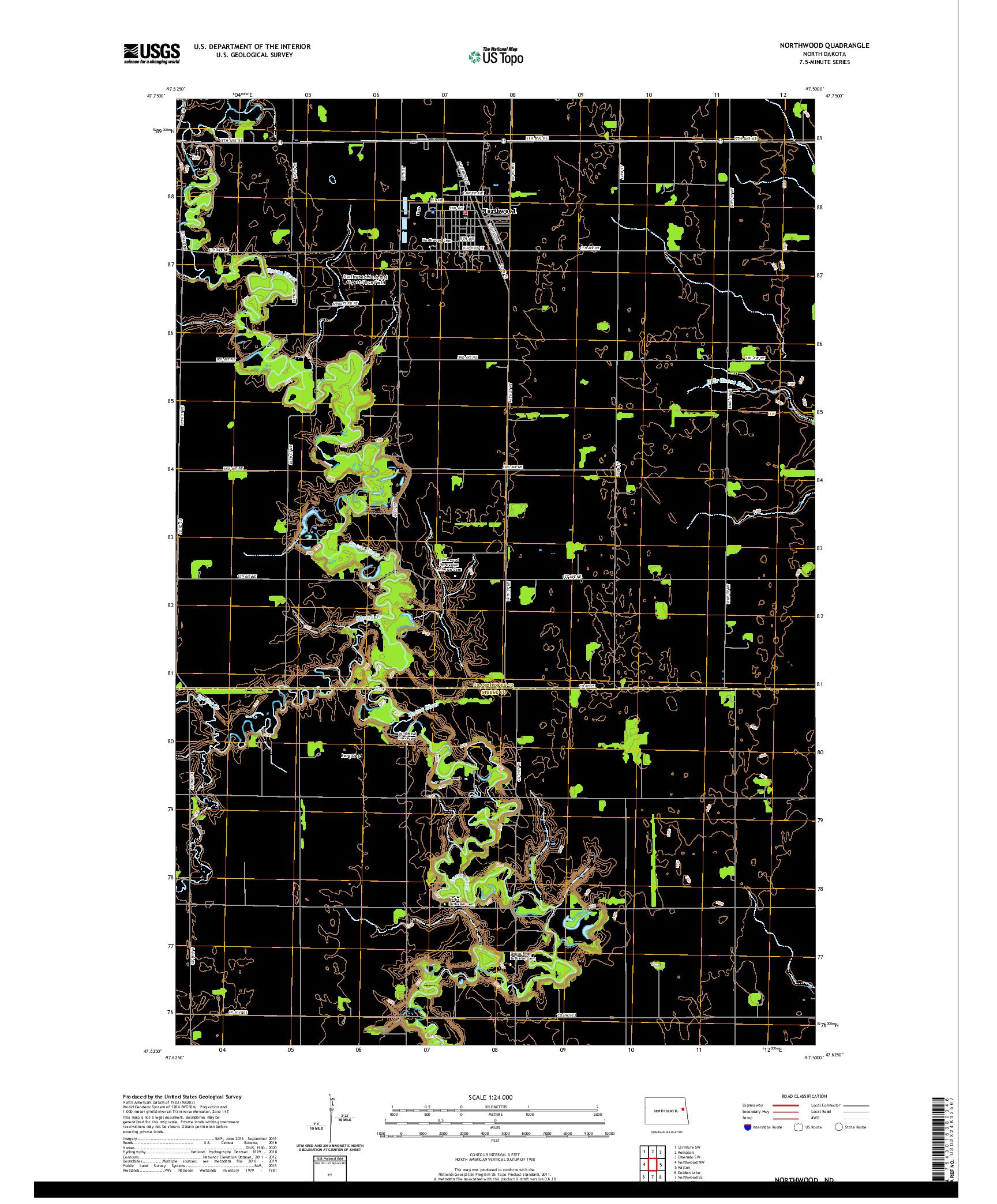 USGS US TOPO 7.5-MINUTE MAP FOR NORTHWOOD, ND 2020