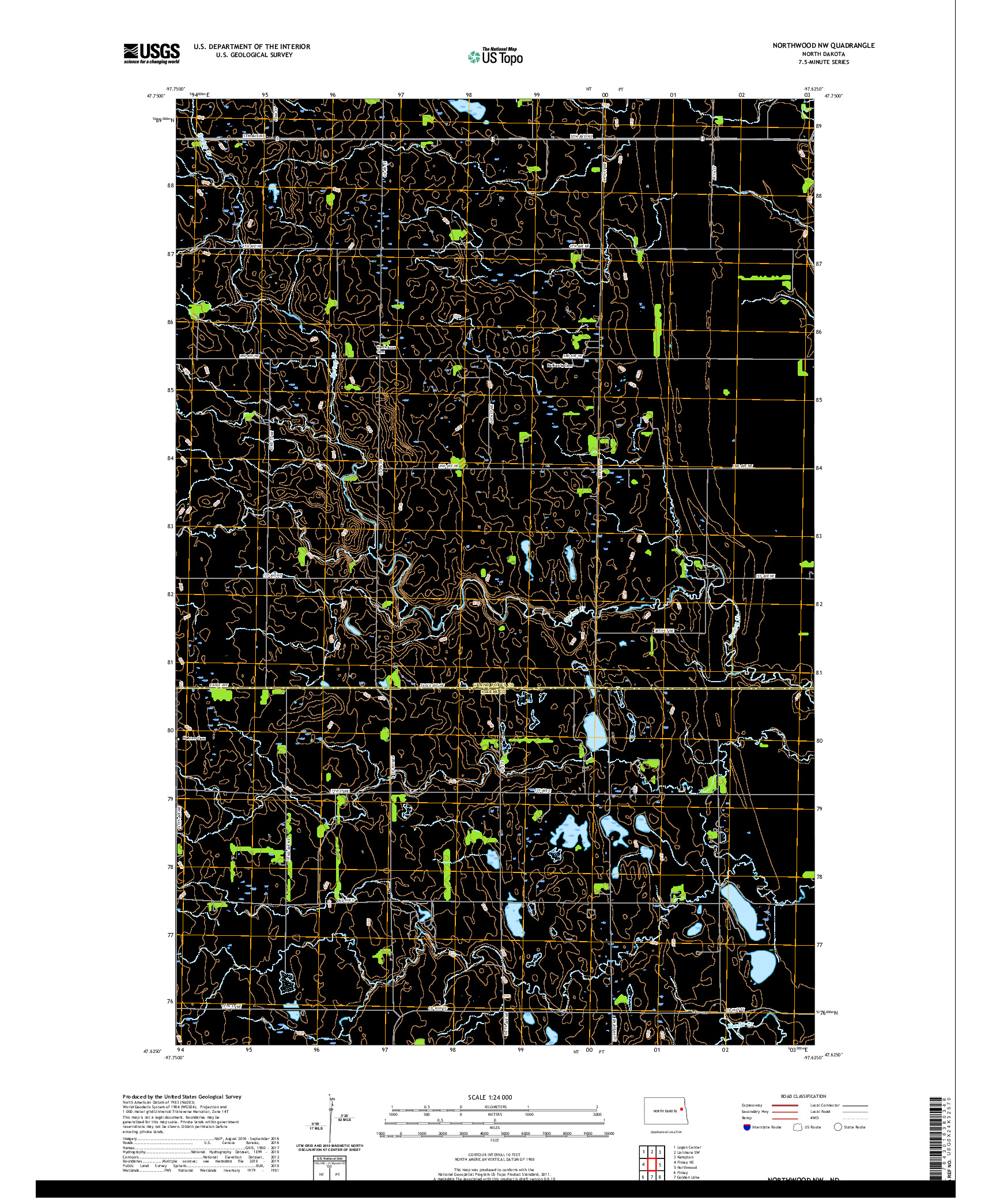 USGS US TOPO 7.5-MINUTE MAP FOR NORTHWOOD NW, ND 2020