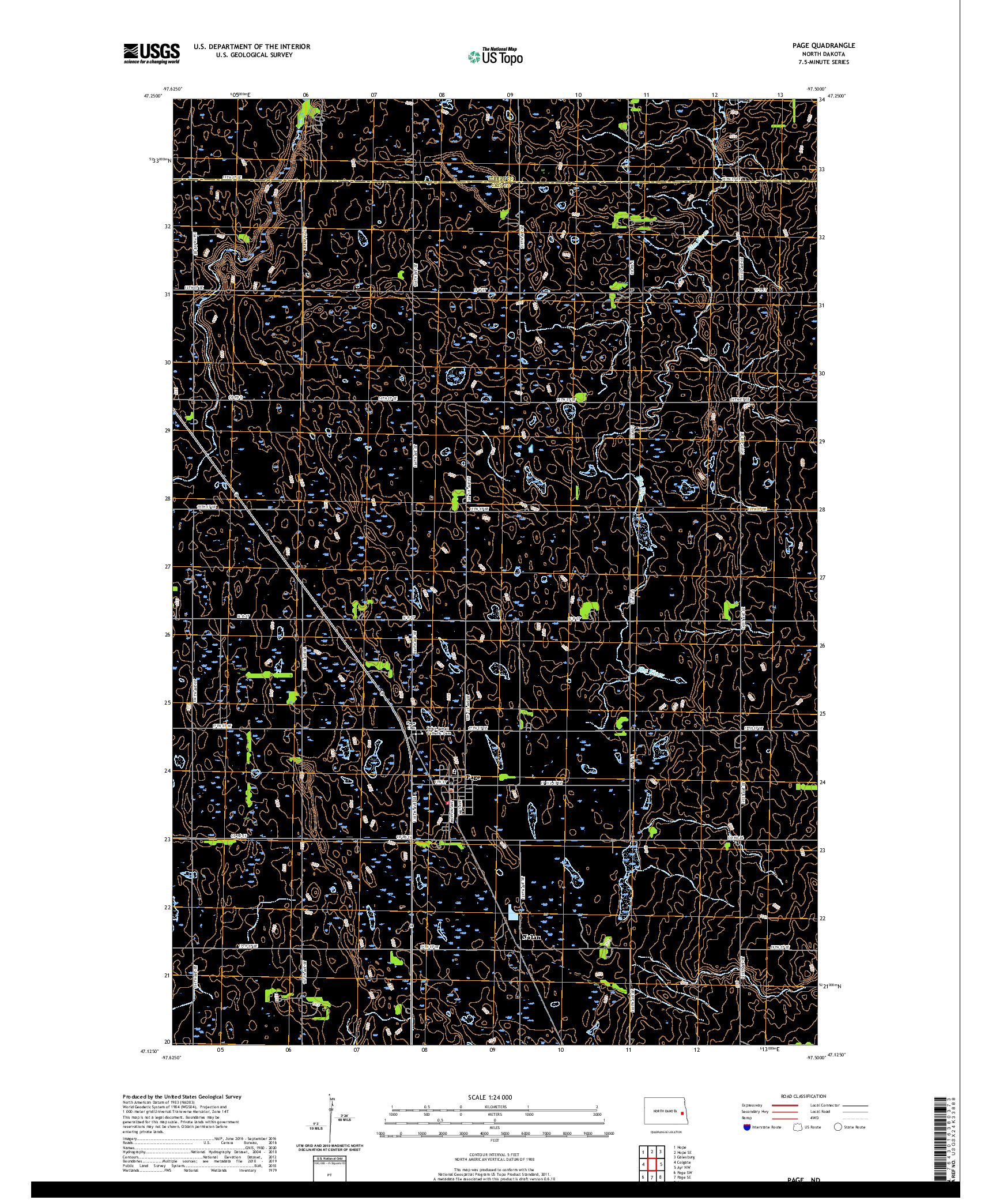 USGS US TOPO 7.5-MINUTE MAP FOR PAGE, ND 2020