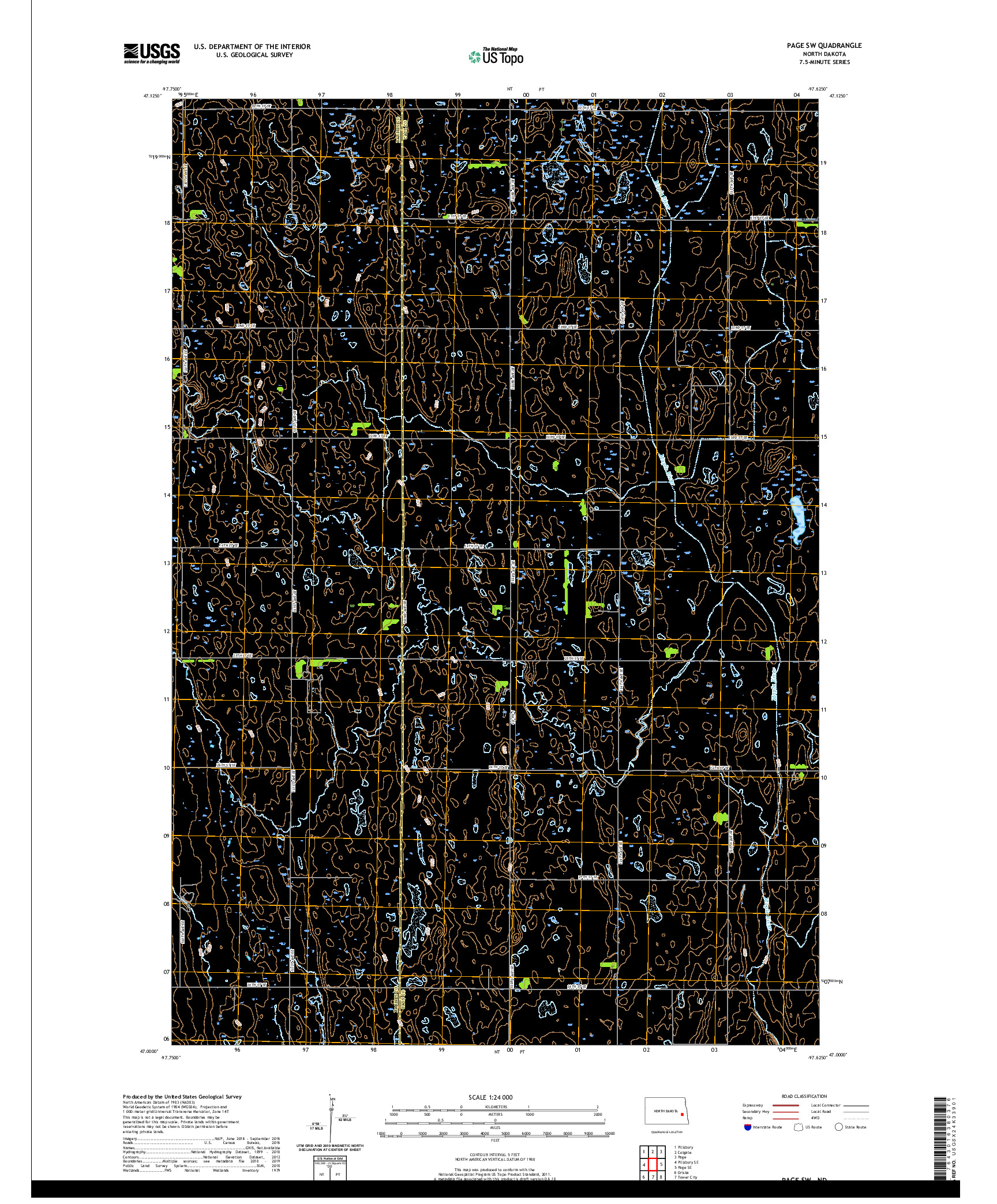 USGS US TOPO 7.5-MINUTE MAP FOR PAGE SW, ND 2020