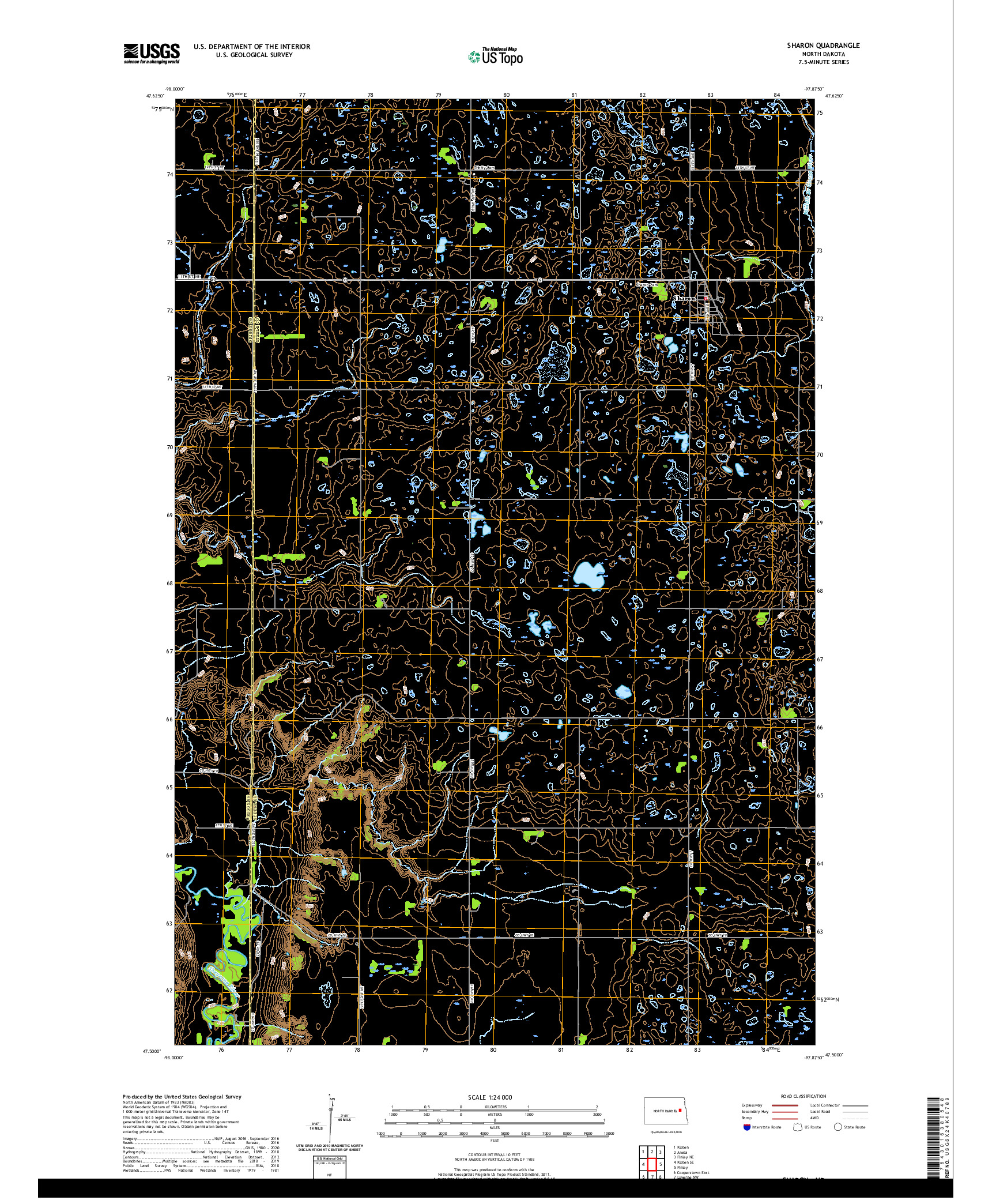 USGS US TOPO 7.5-MINUTE MAP FOR SHARON, ND 2020