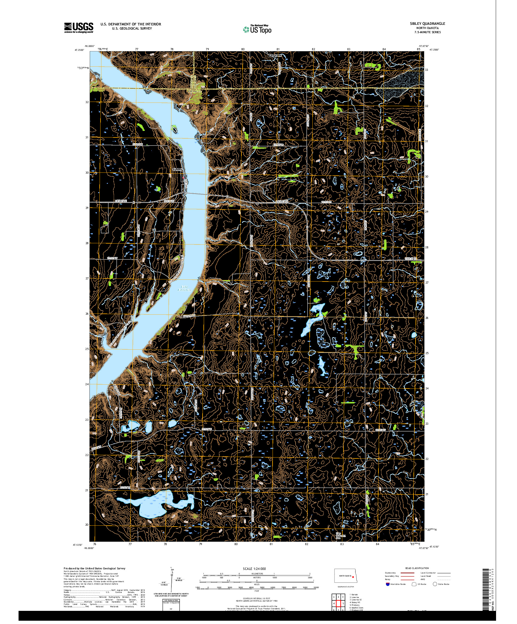 USGS US TOPO 7.5-MINUTE MAP FOR SIBLEY, ND 2020