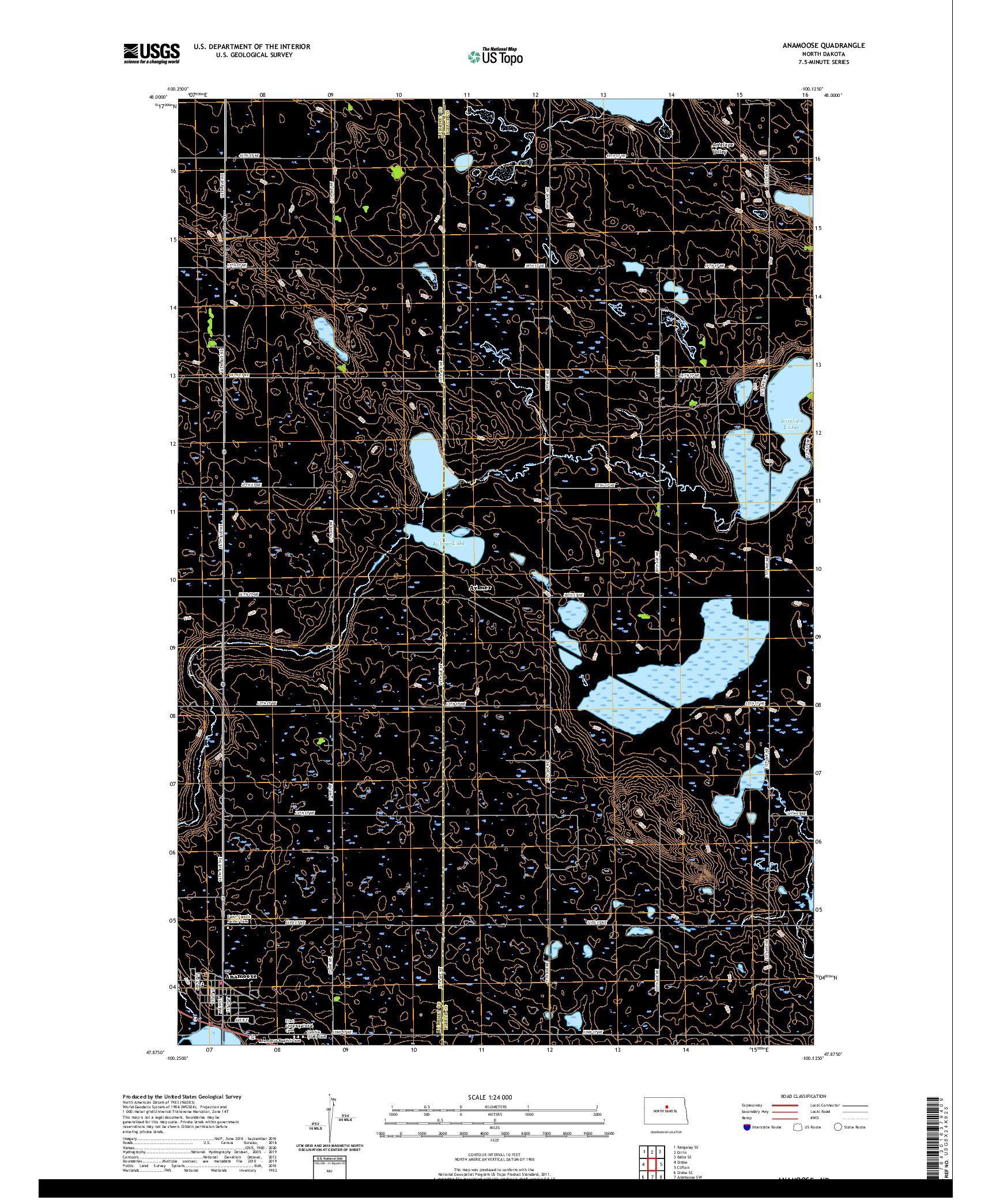 USGS US TOPO 7.5-MINUTE MAP FOR ANAMOOSE, ND 2020