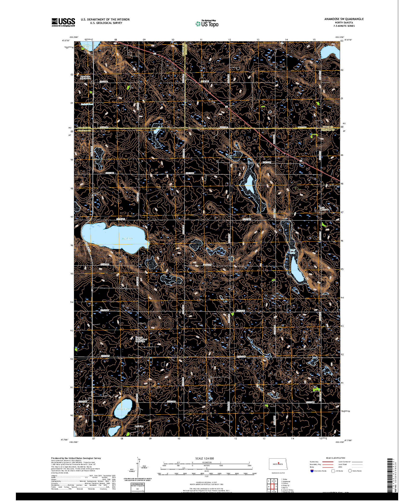 USGS US TOPO 7.5-MINUTE MAP FOR ANAMOOSE SW, ND 2020