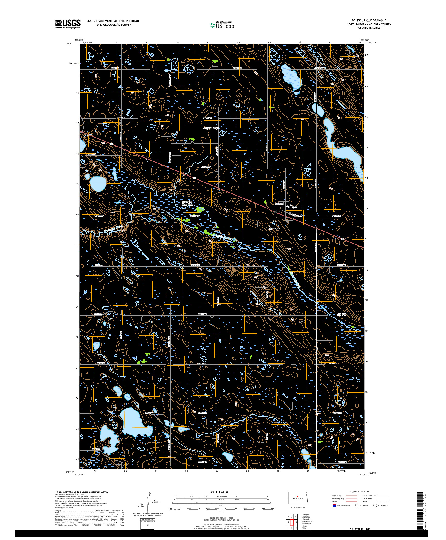 USGS US TOPO 7.5-MINUTE MAP FOR BALFOUR, ND 2020