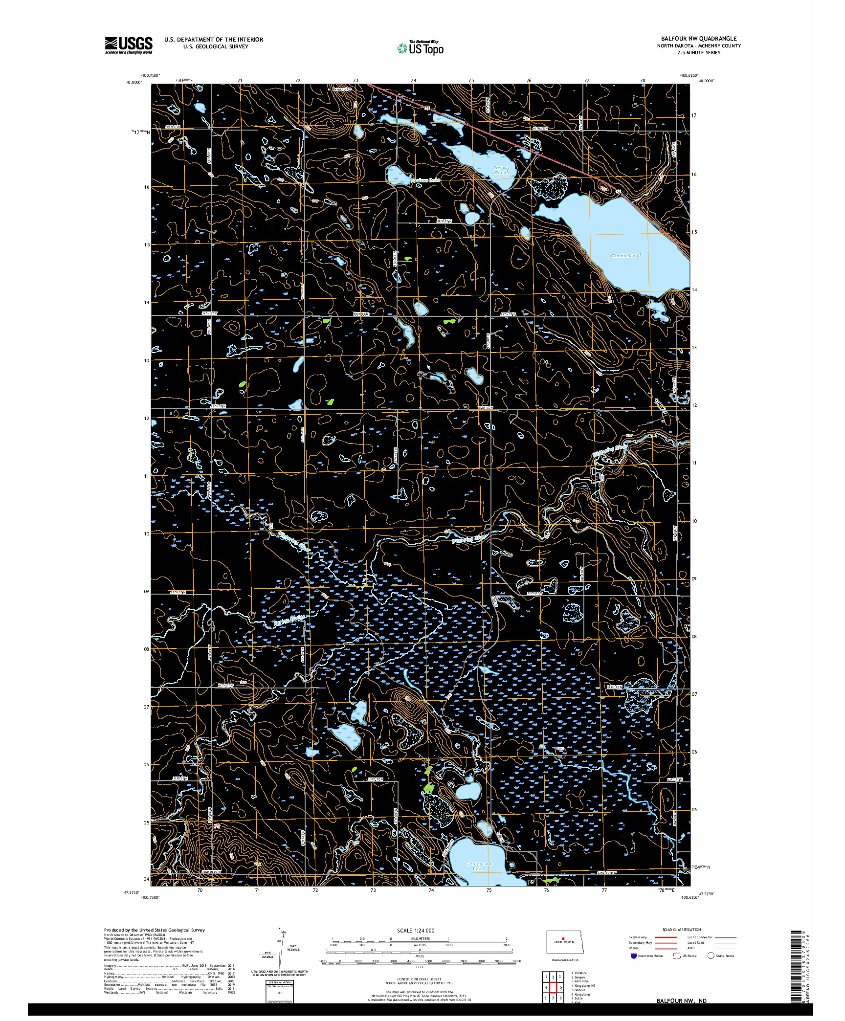 USGS US TOPO 7.5-MINUTE MAP FOR BALFOUR NW, ND 2020