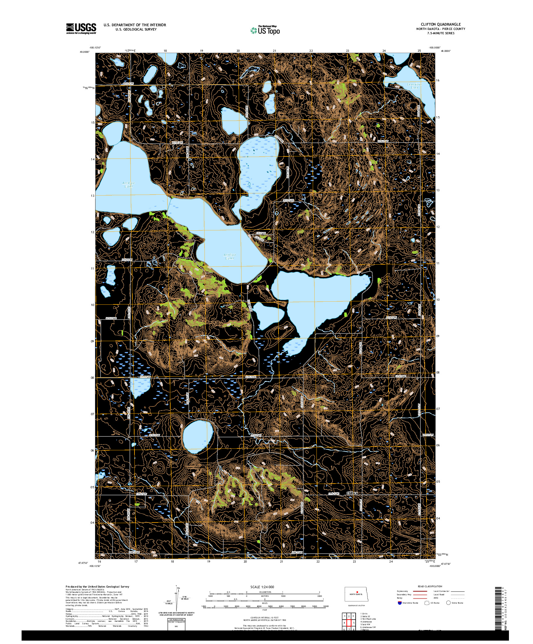 USGS US TOPO 7.5-MINUTE MAP FOR CLIFTON, ND 2020