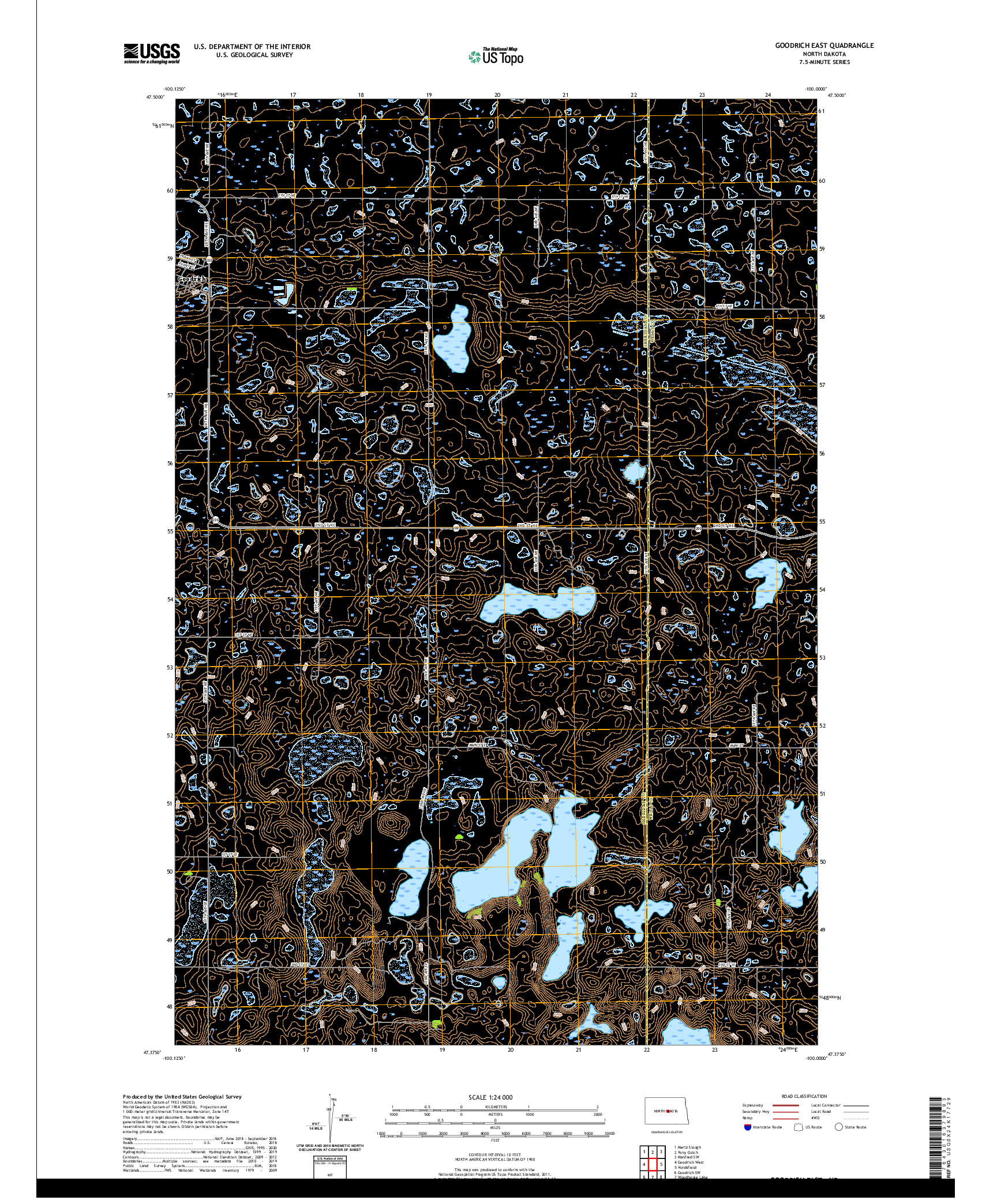 USGS US TOPO 7.5-MINUTE MAP FOR GOODRICH EAST, ND 2020