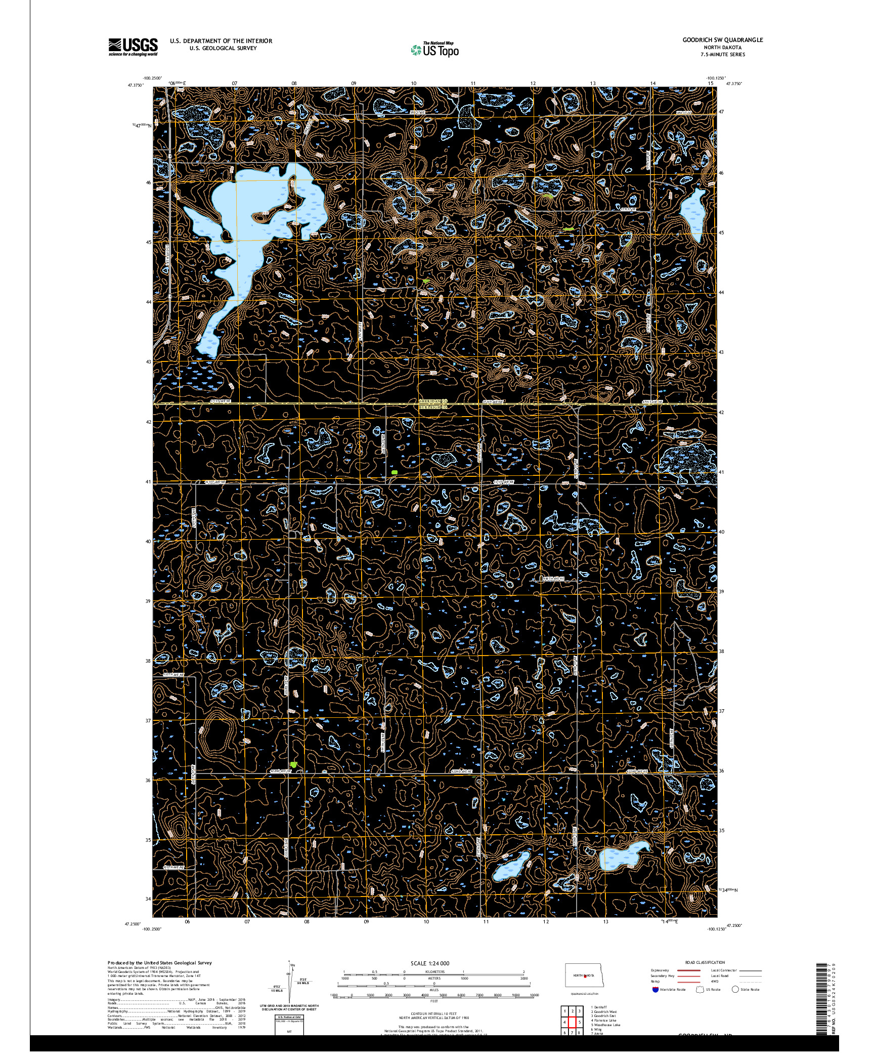 USGS US TOPO 7.5-MINUTE MAP FOR GOODRICH SW, ND 2020