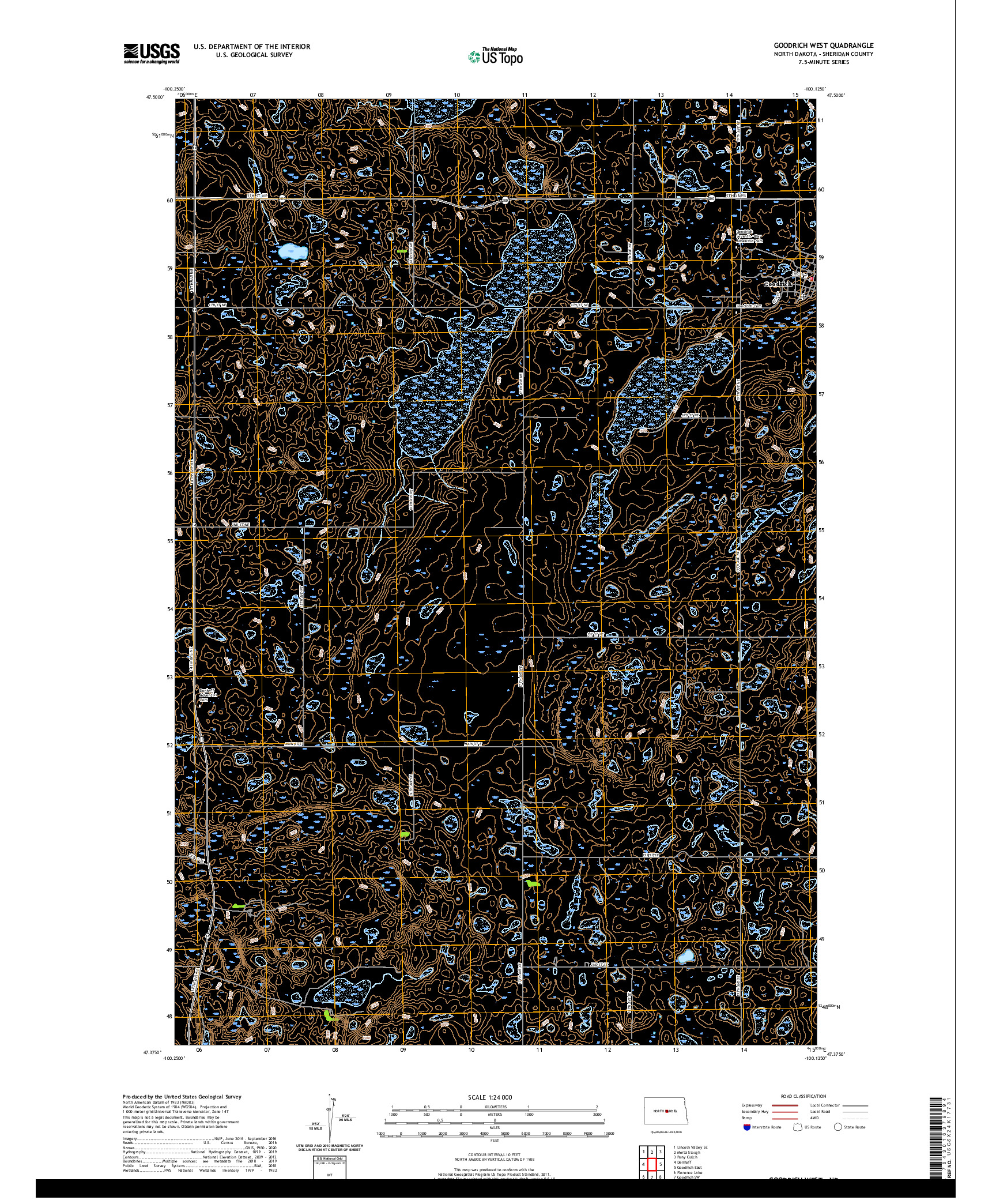 USGS US TOPO 7.5-MINUTE MAP FOR GOODRICH WEST, ND 2020