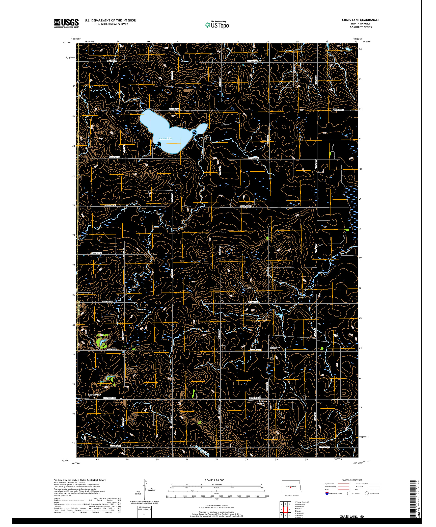 USGS US TOPO 7.5-MINUTE MAP FOR GRASS LAKE, ND 2020