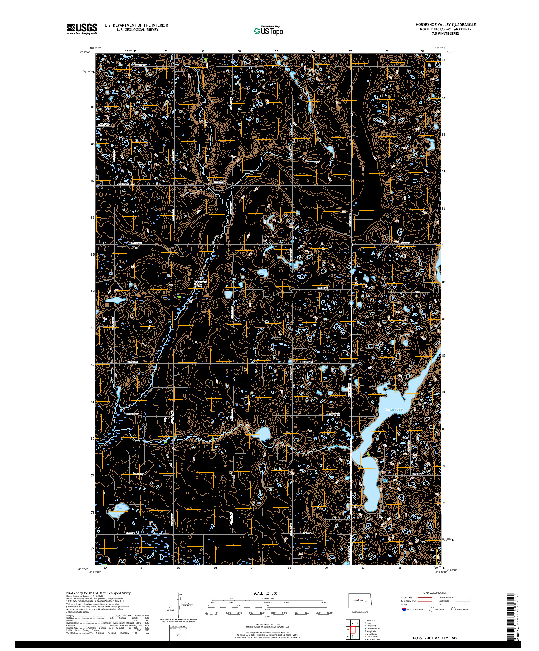 USGS US TOPO 7.5-MINUTE MAP FOR HORSESHOE VALLEY, ND 2020