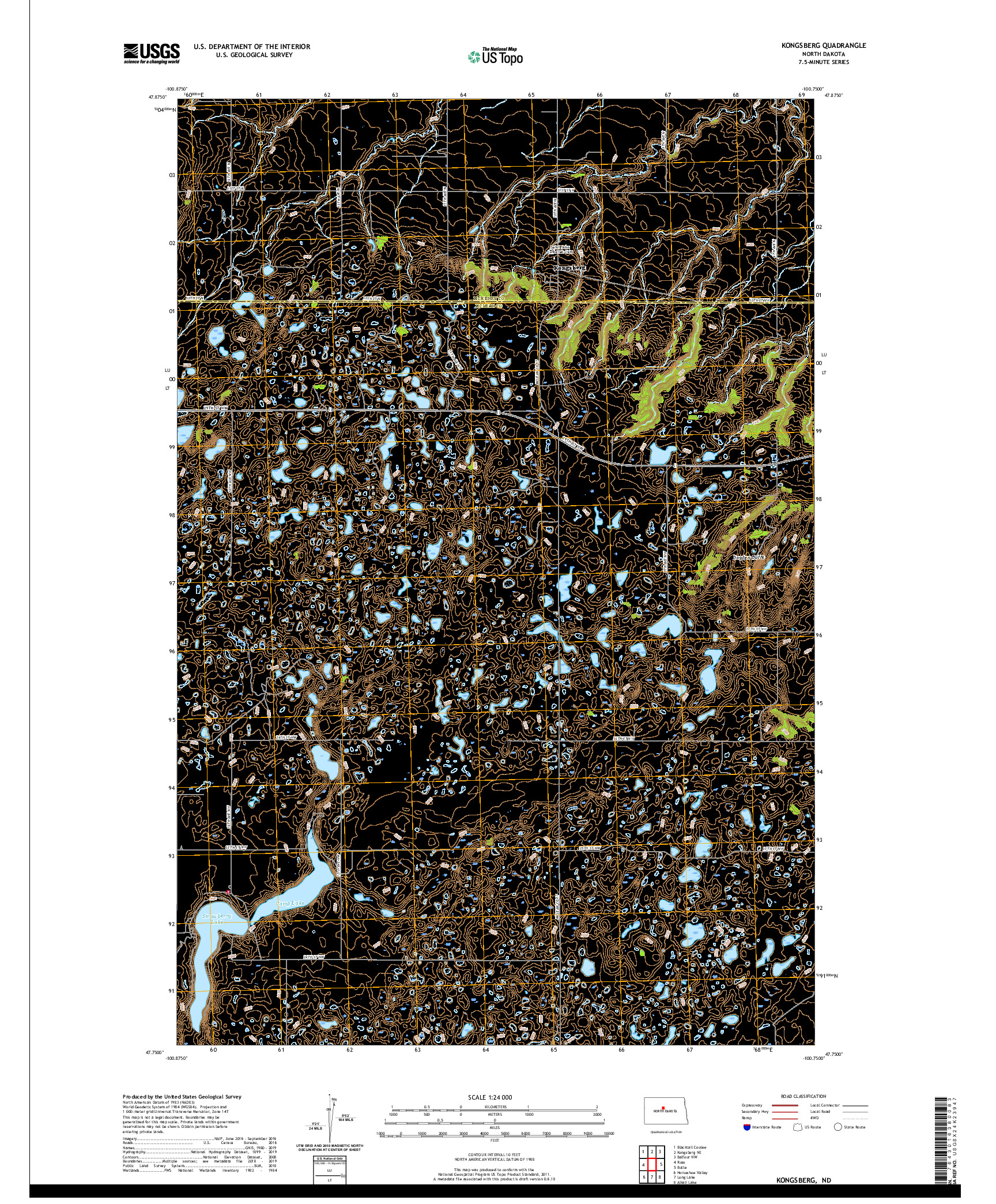 USGS US TOPO 7.5-MINUTE MAP FOR KONGSBERG, ND 2020
