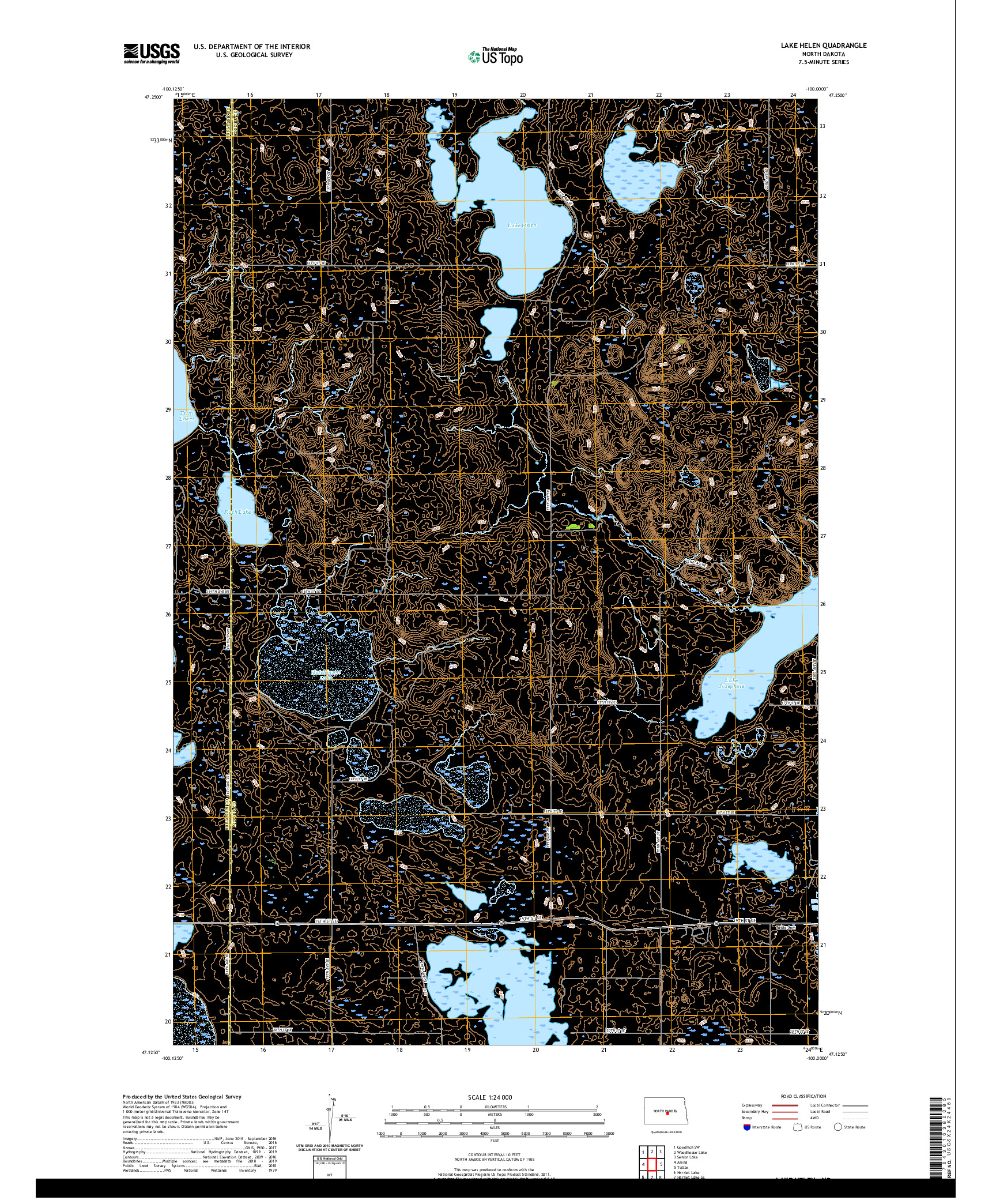 USGS US TOPO 7.5-MINUTE MAP FOR LAKE HELEN, ND 2020