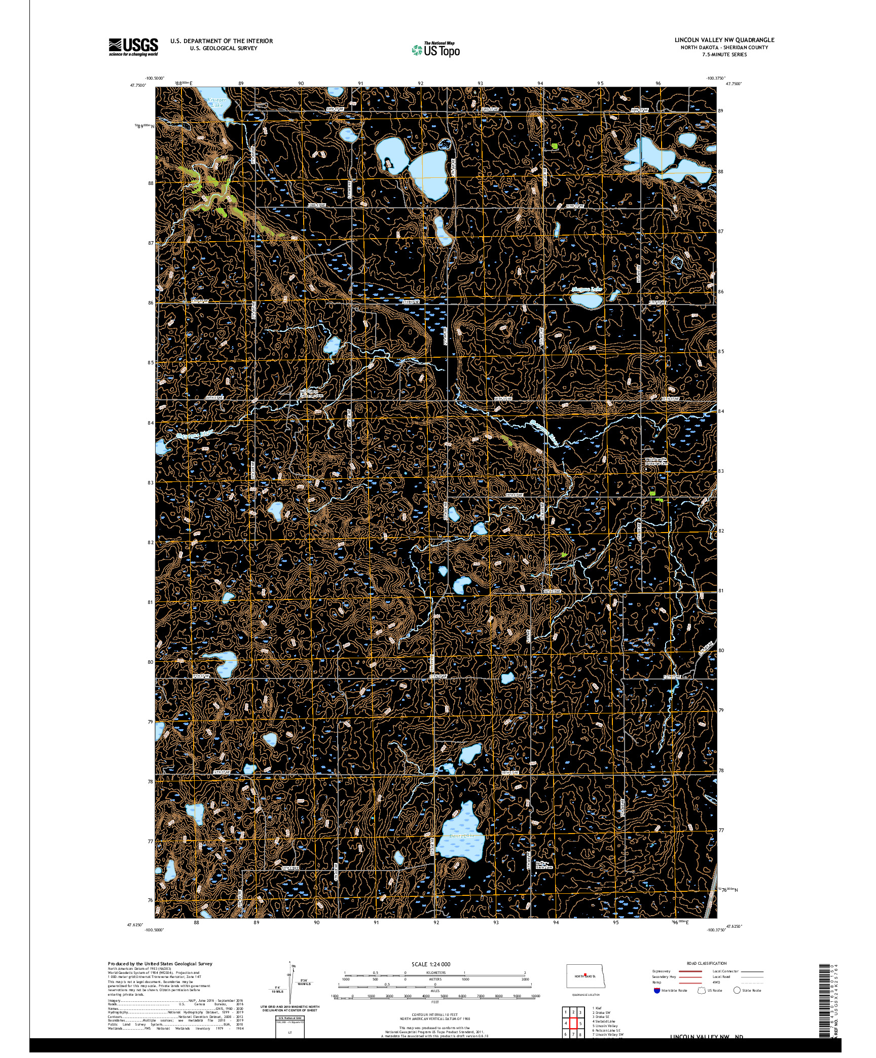 USGS US TOPO 7.5-MINUTE MAP FOR LINCOLN VALLEY NW, ND 2020