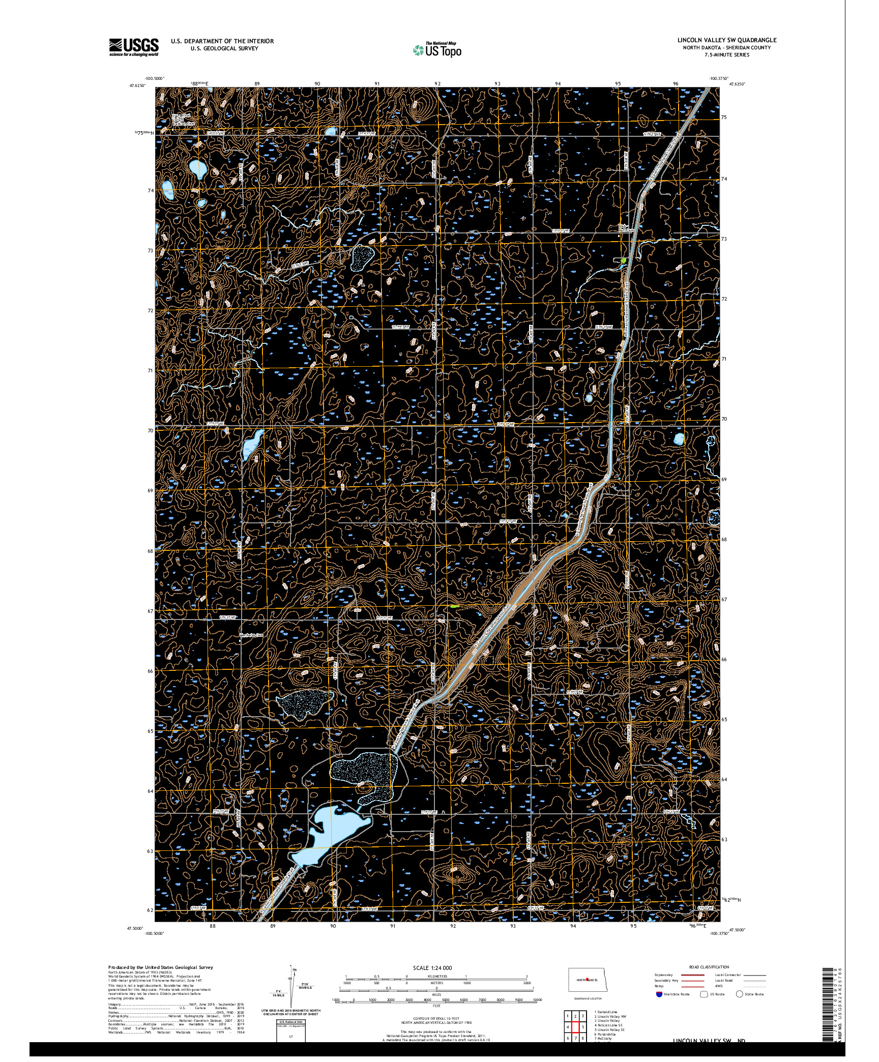 USGS US TOPO 7.5-MINUTE MAP FOR LINCOLN VALLEY SW, ND 2020