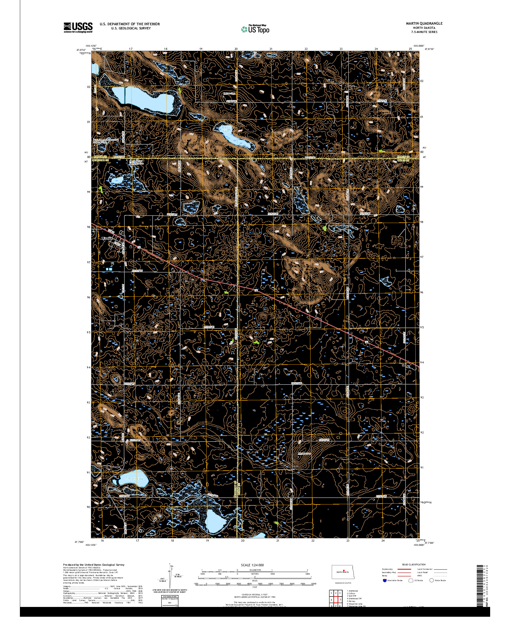 USGS US TOPO 7.5-MINUTE MAP FOR MARTIN, ND 2020