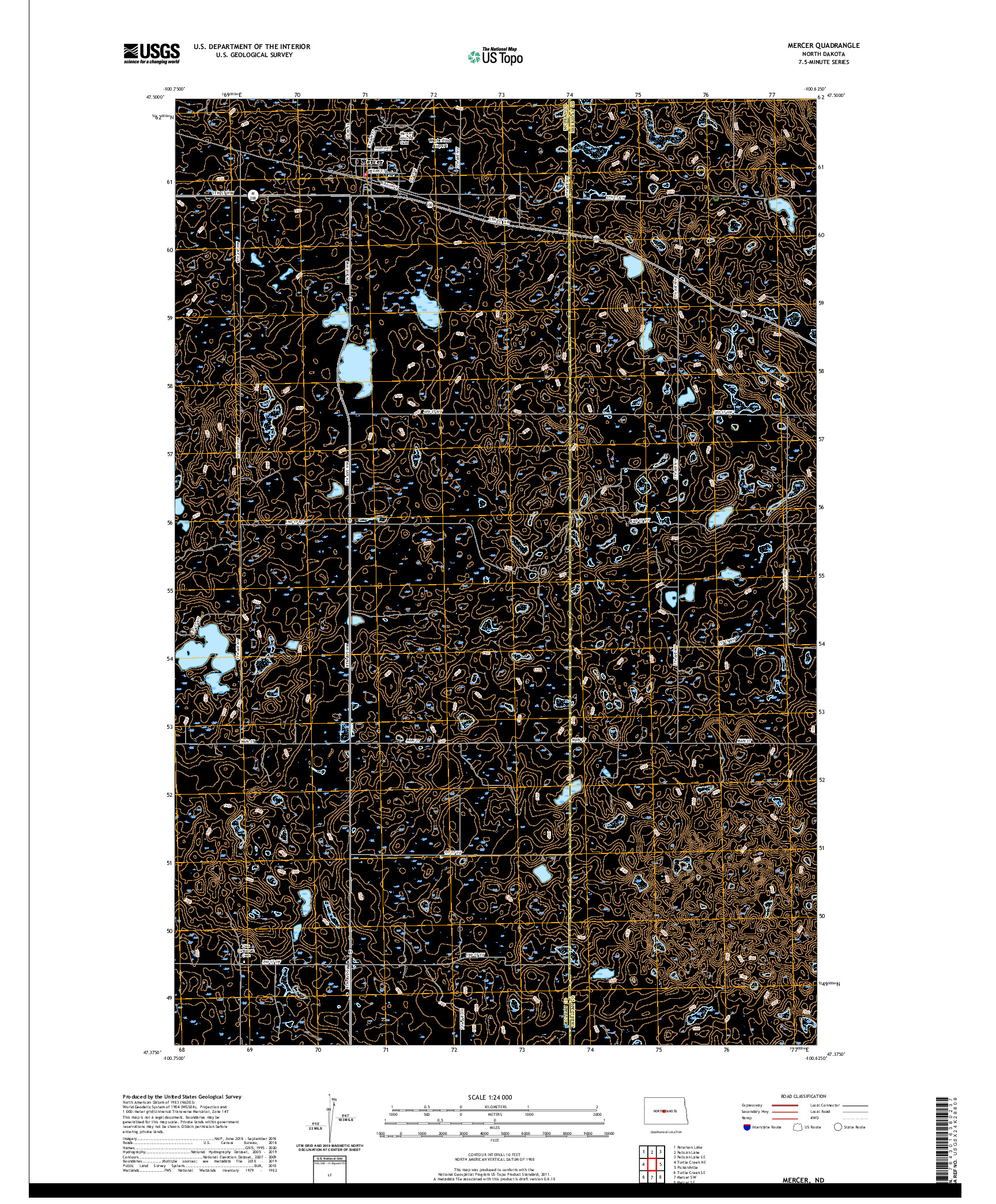 USGS US TOPO 7.5-MINUTE MAP FOR MERCER, ND 2020