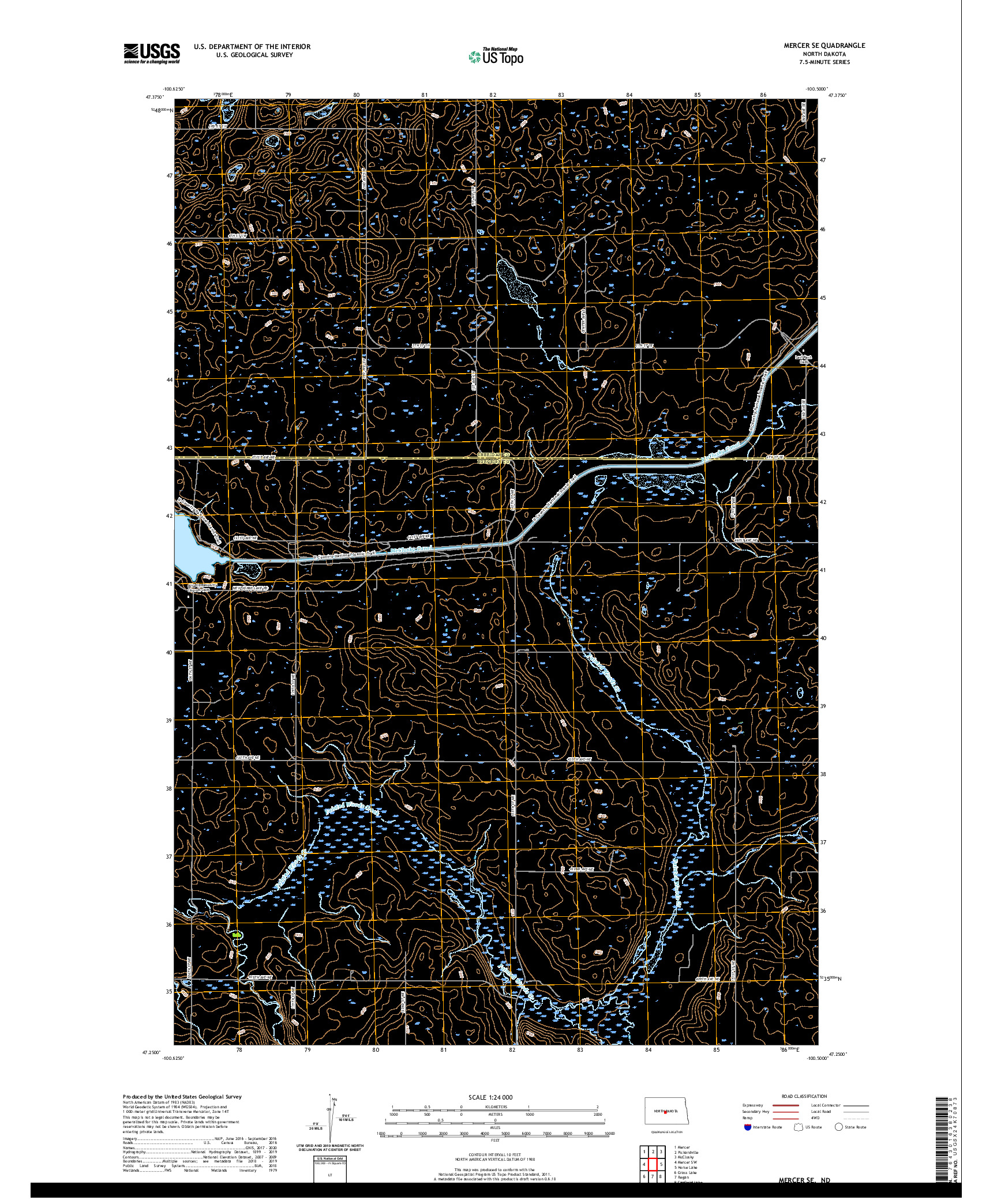 USGS US TOPO 7.5-MINUTE MAP FOR MERCER SE, ND 2020