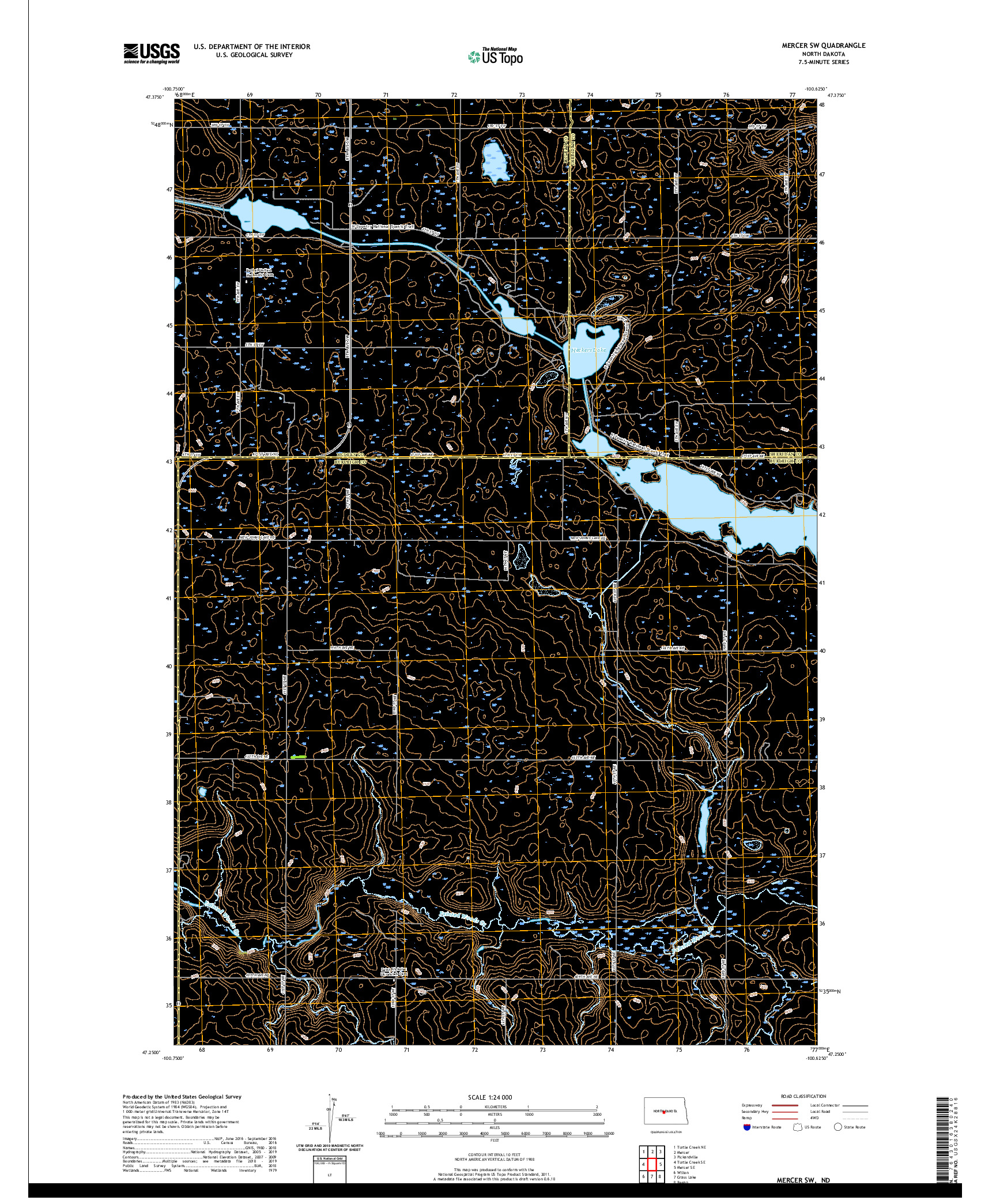 USGS US TOPO 7.5-MINUTE MAP FOR MERCER SW, ND 2020