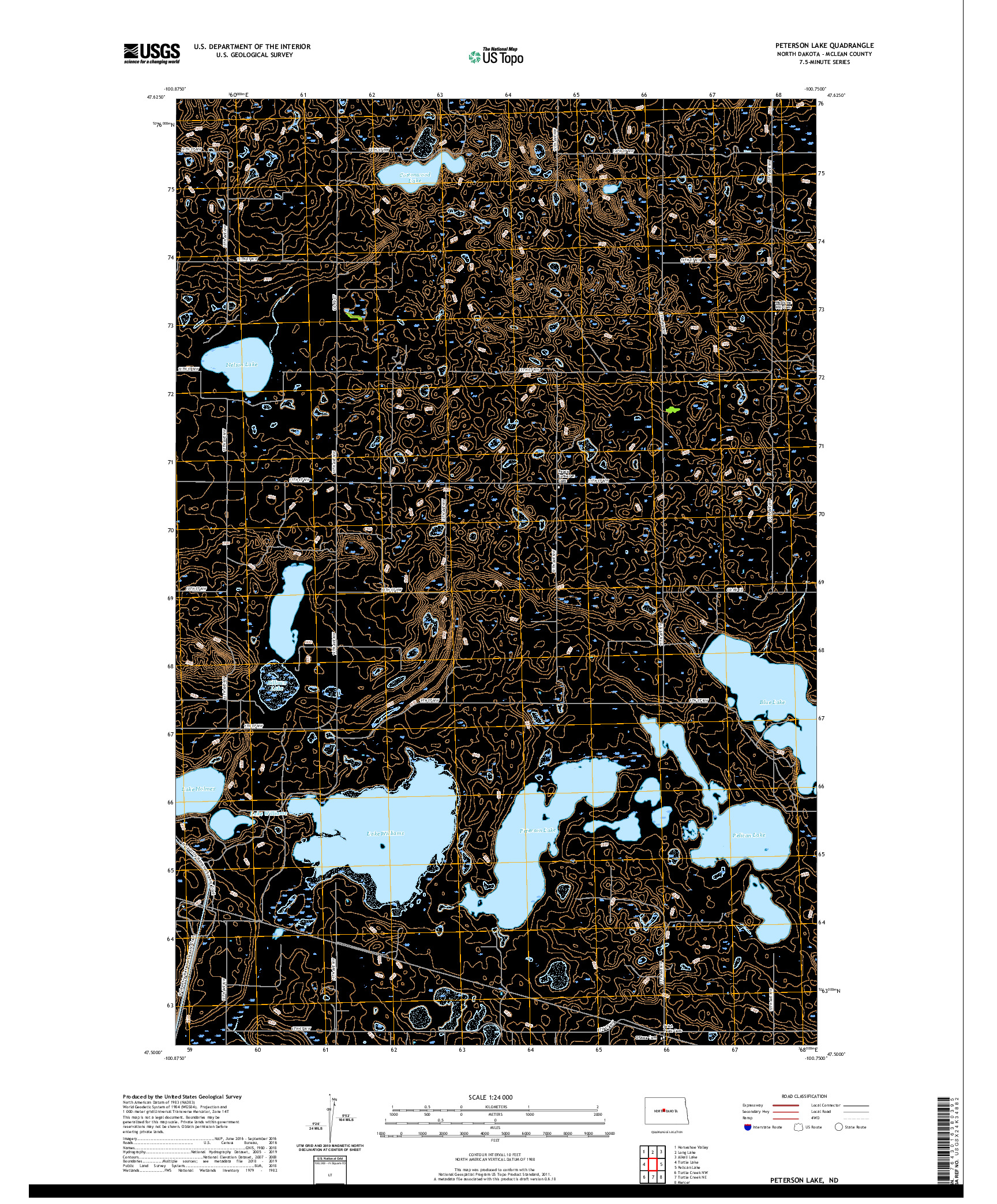 USGS US TOPO 7.5-MINUTE MAP FOR PETERSON LAKE, ND 2020