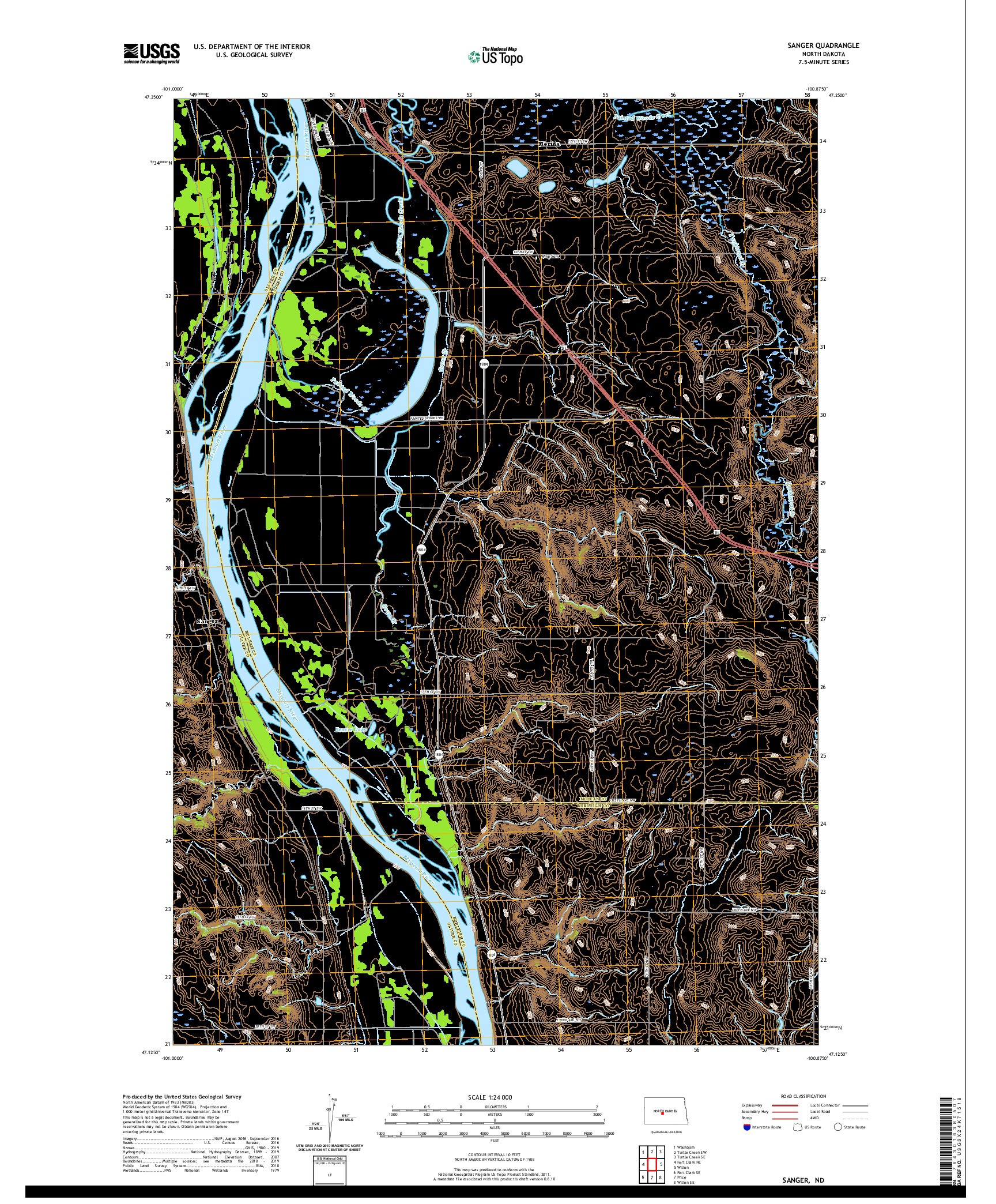 USGS US TOPO 7.5-MINUTE MAP FOR SANGER, ND 2020