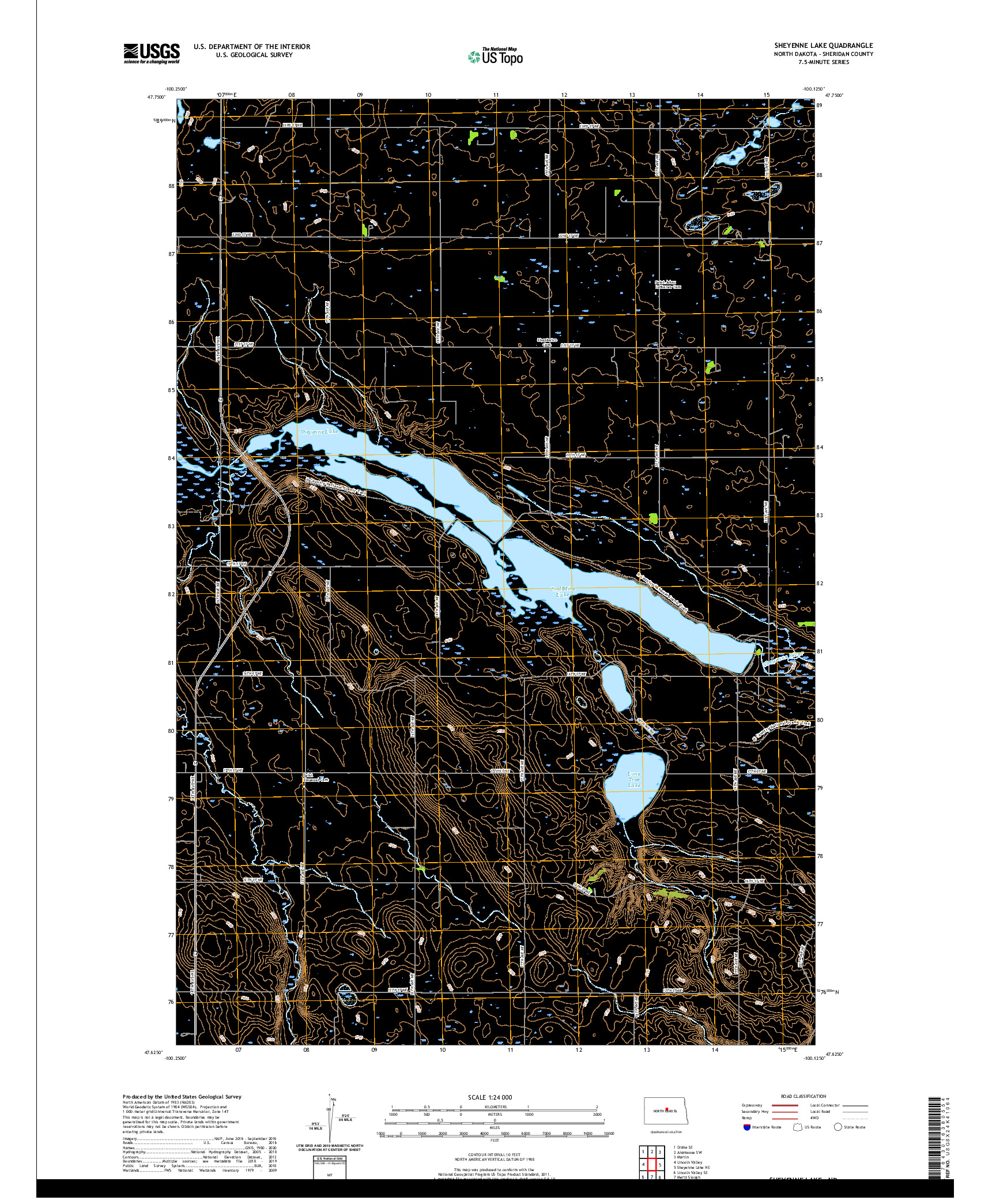 USGS US TOPO 7.5-MINUTE MAP FOR SHEYENNE LAKE, ND 2020