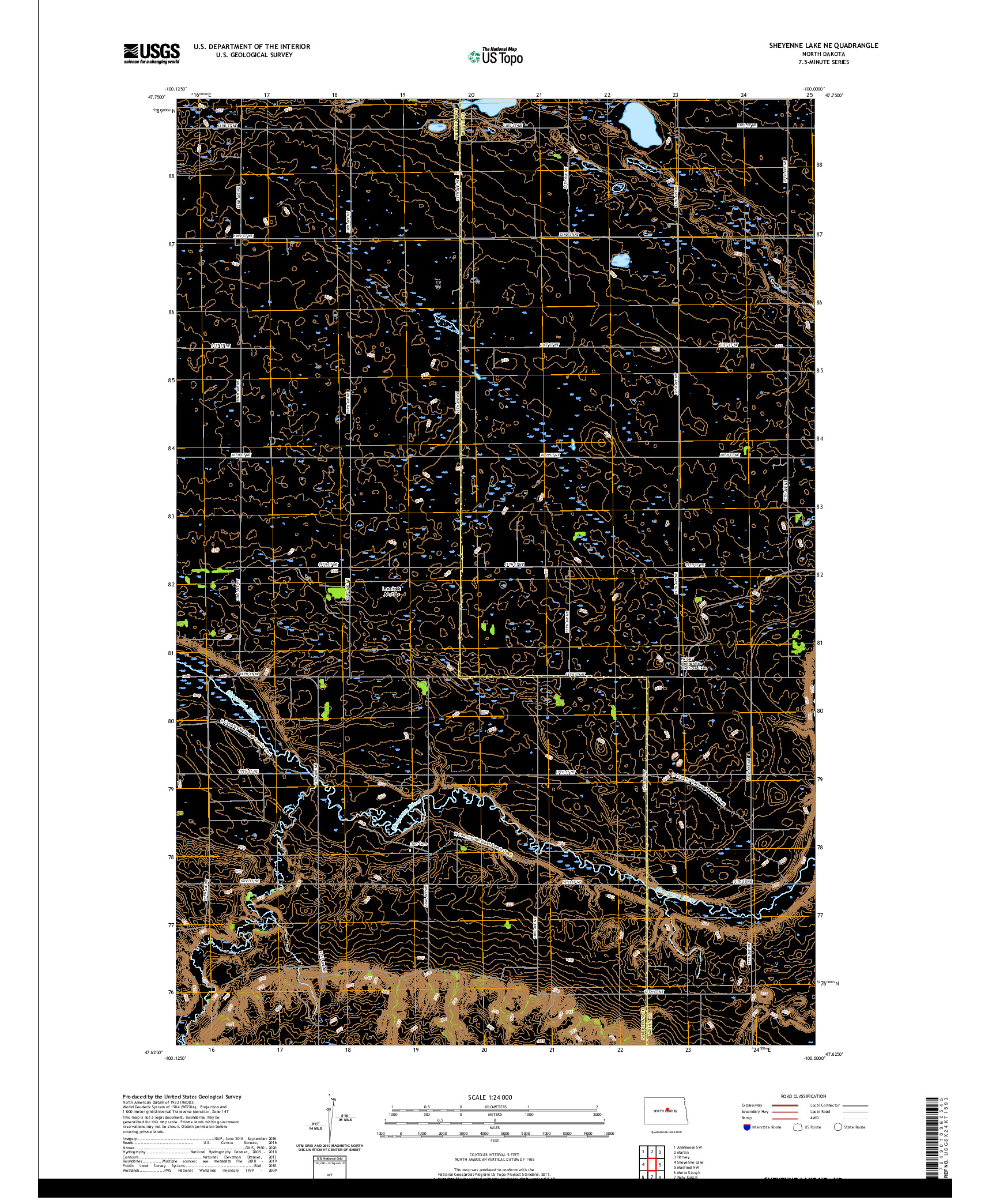 USGS US TOPO 7.5-MINUTE MAP FOR SHEYENNE LAKE NE, ND 2020