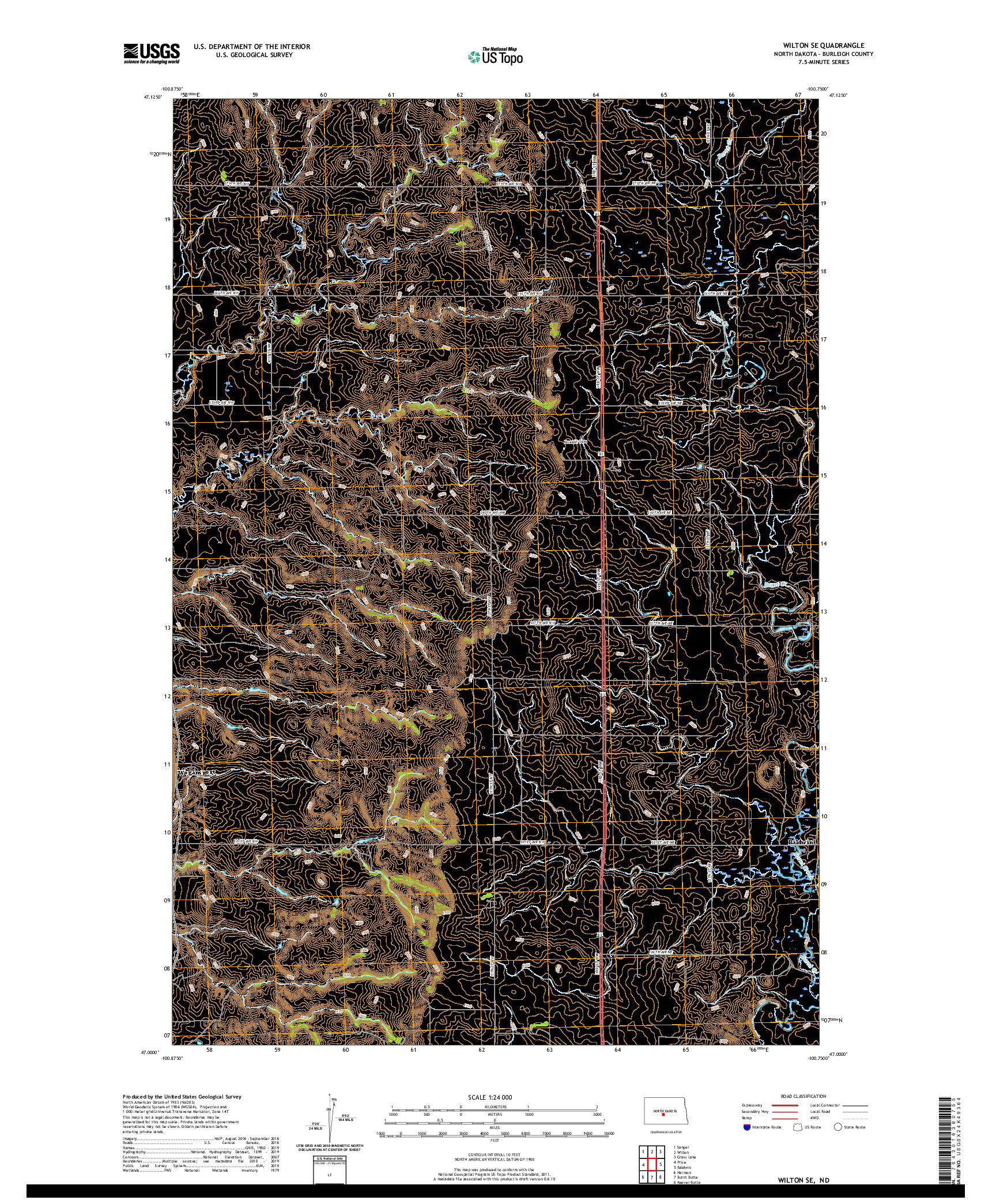 USGS US TOPO 7.5-MINUTE MAP FOR WILTON SE, ND 2020