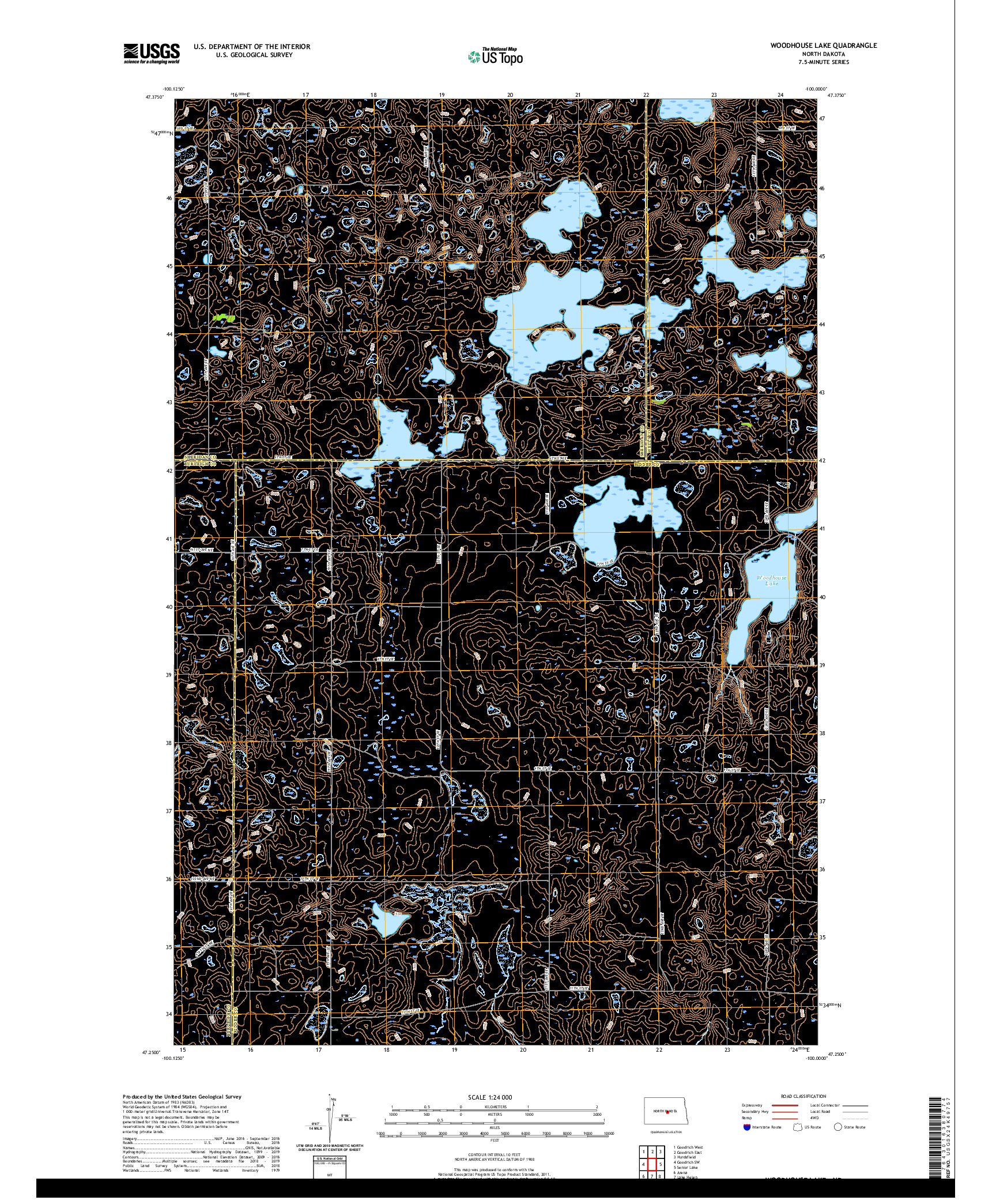 USGS US TOPO 7.5-MINUTE MAP FOR WOODHOUSE LAKE, ND 2020